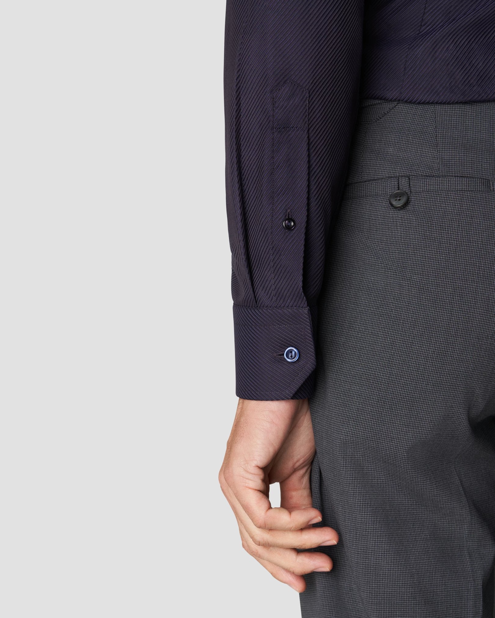 Eton - navy blue textured twill