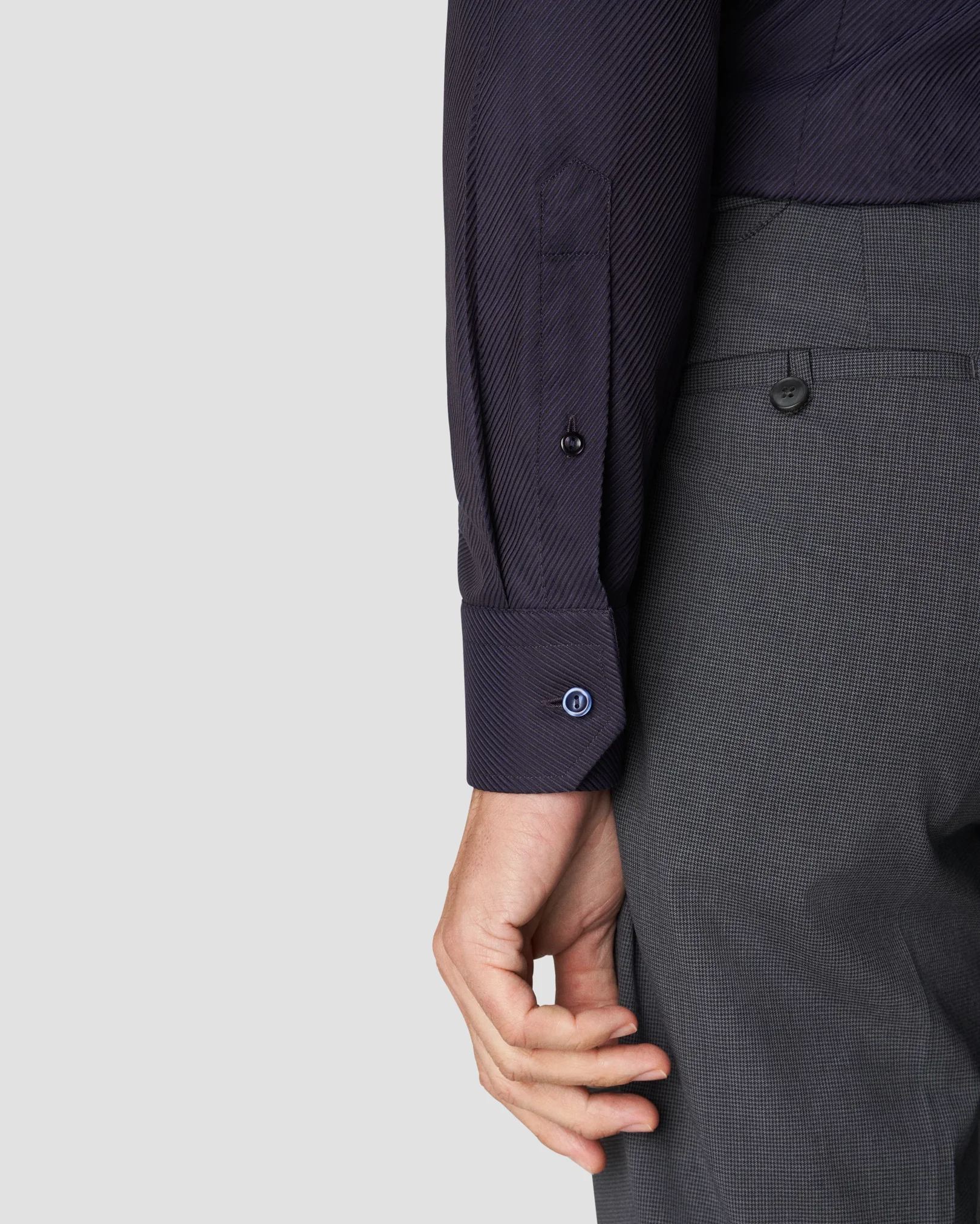 Eton - navy blue textured twill