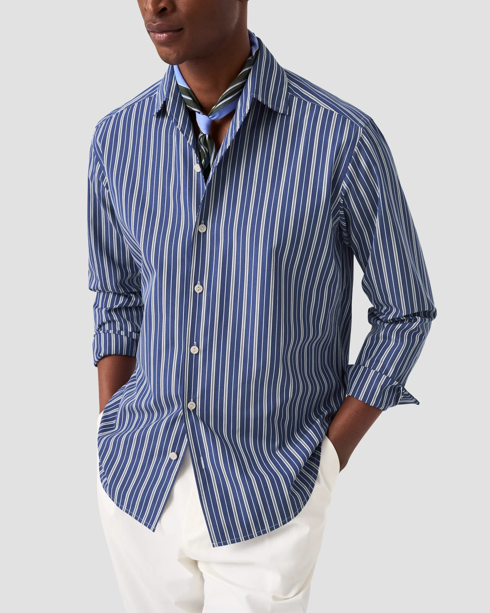 Eton - striped one piece collar shirt