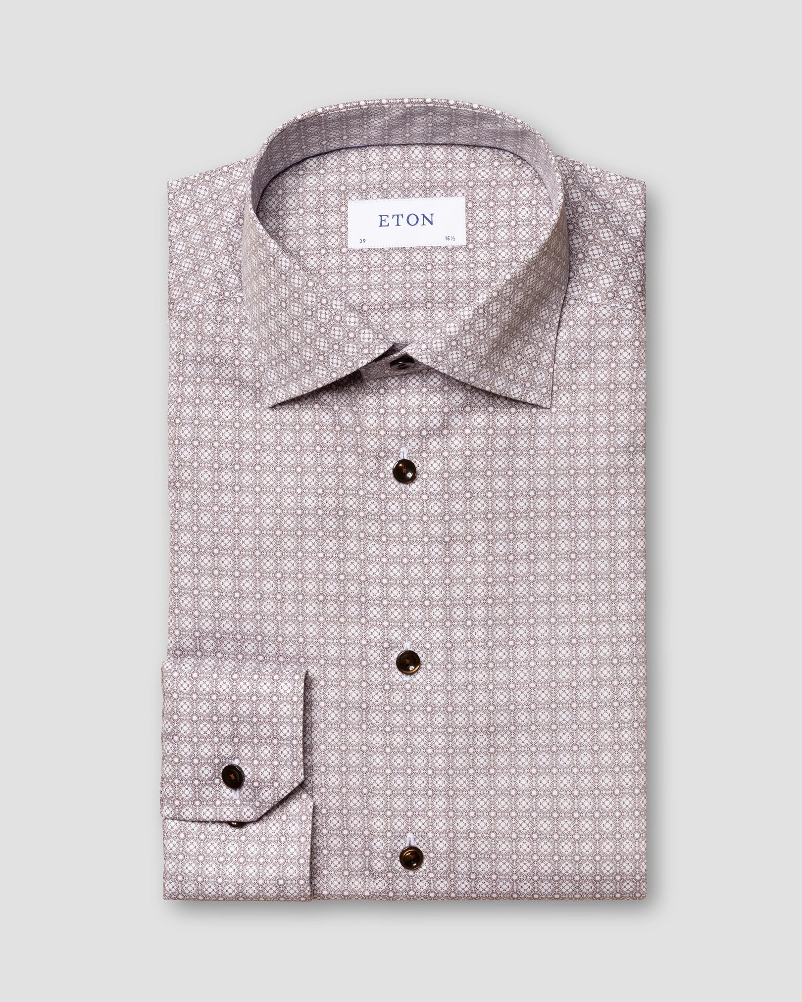 Eton - brown medallion print poplin shirt