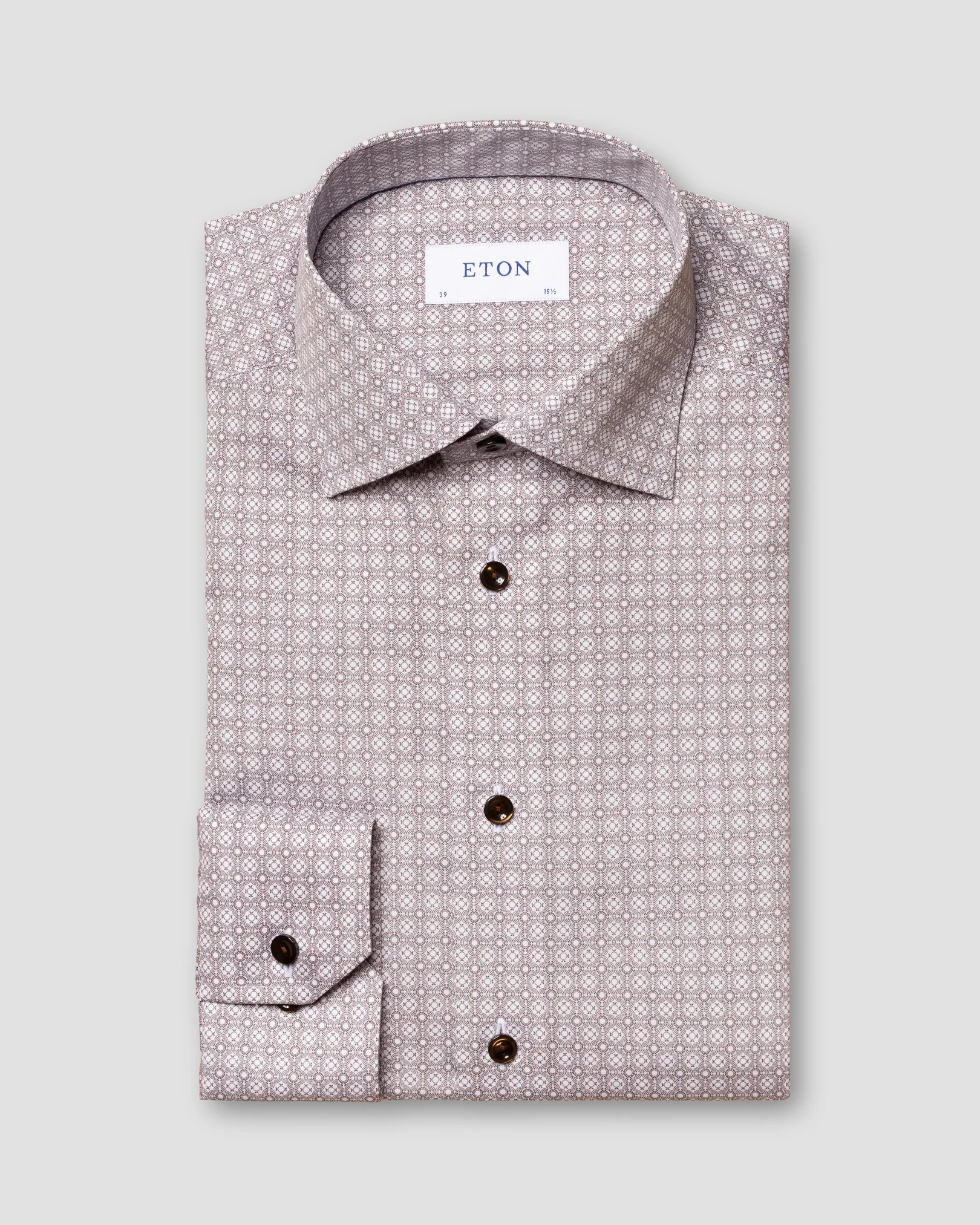 Eton - brown medallion print poplin shirt