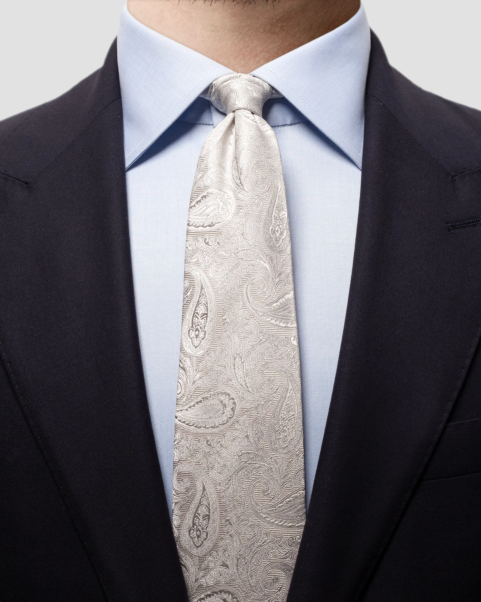Eton - grey lustrous paisley tie