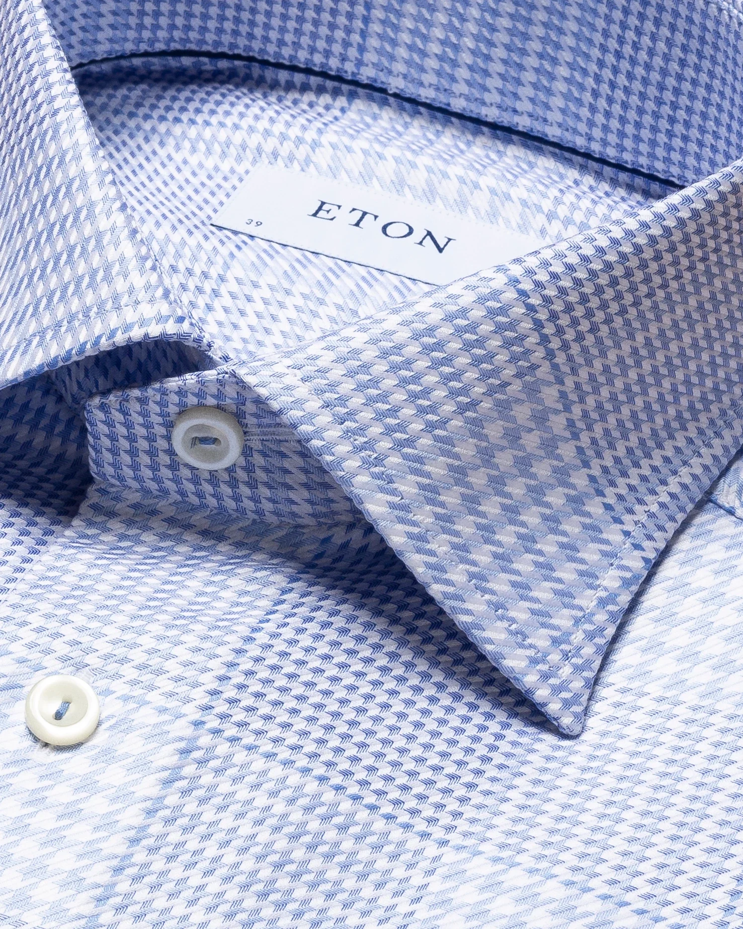 Eton - blue checked king twill shirt