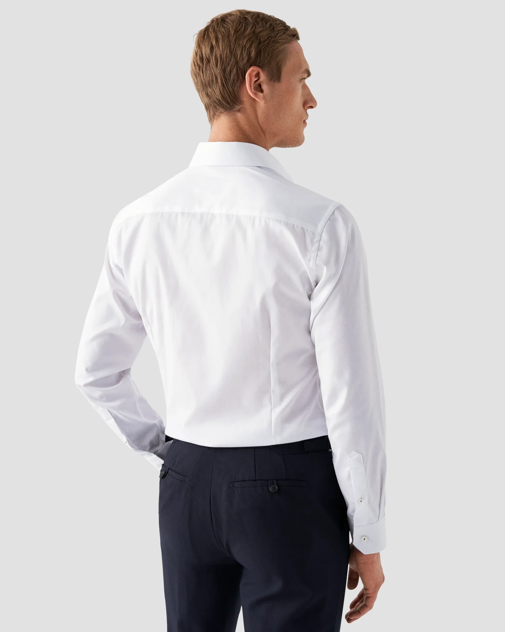 Eton - white signature twill contrast collar
