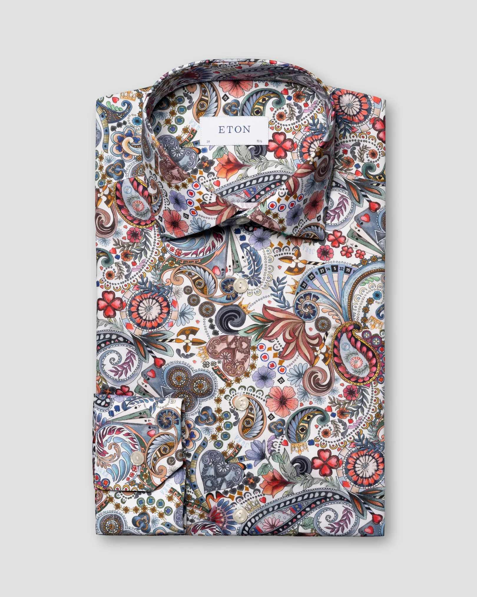 Eton - red paisley twill shirt