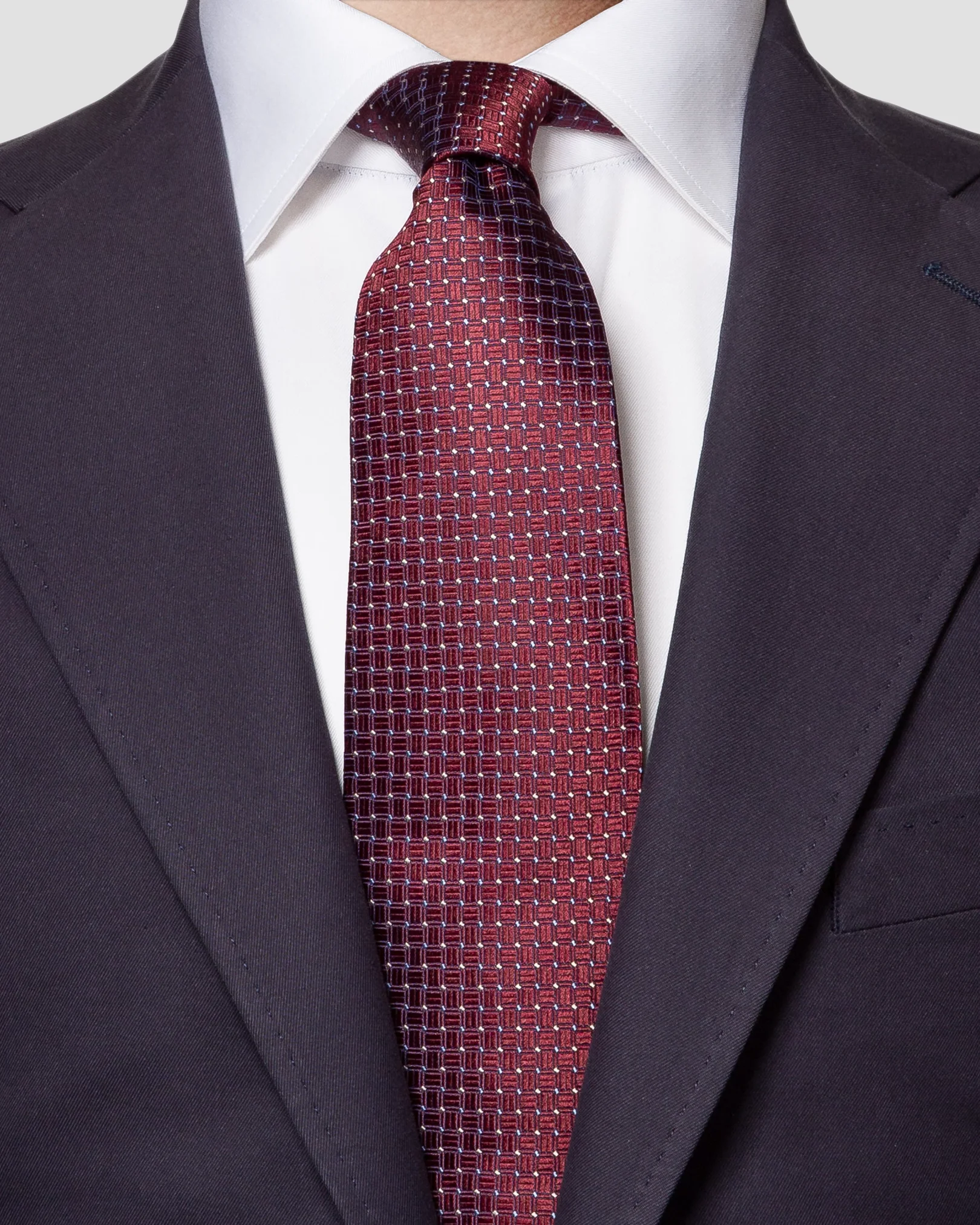 Eton - red geometric silk tie aw