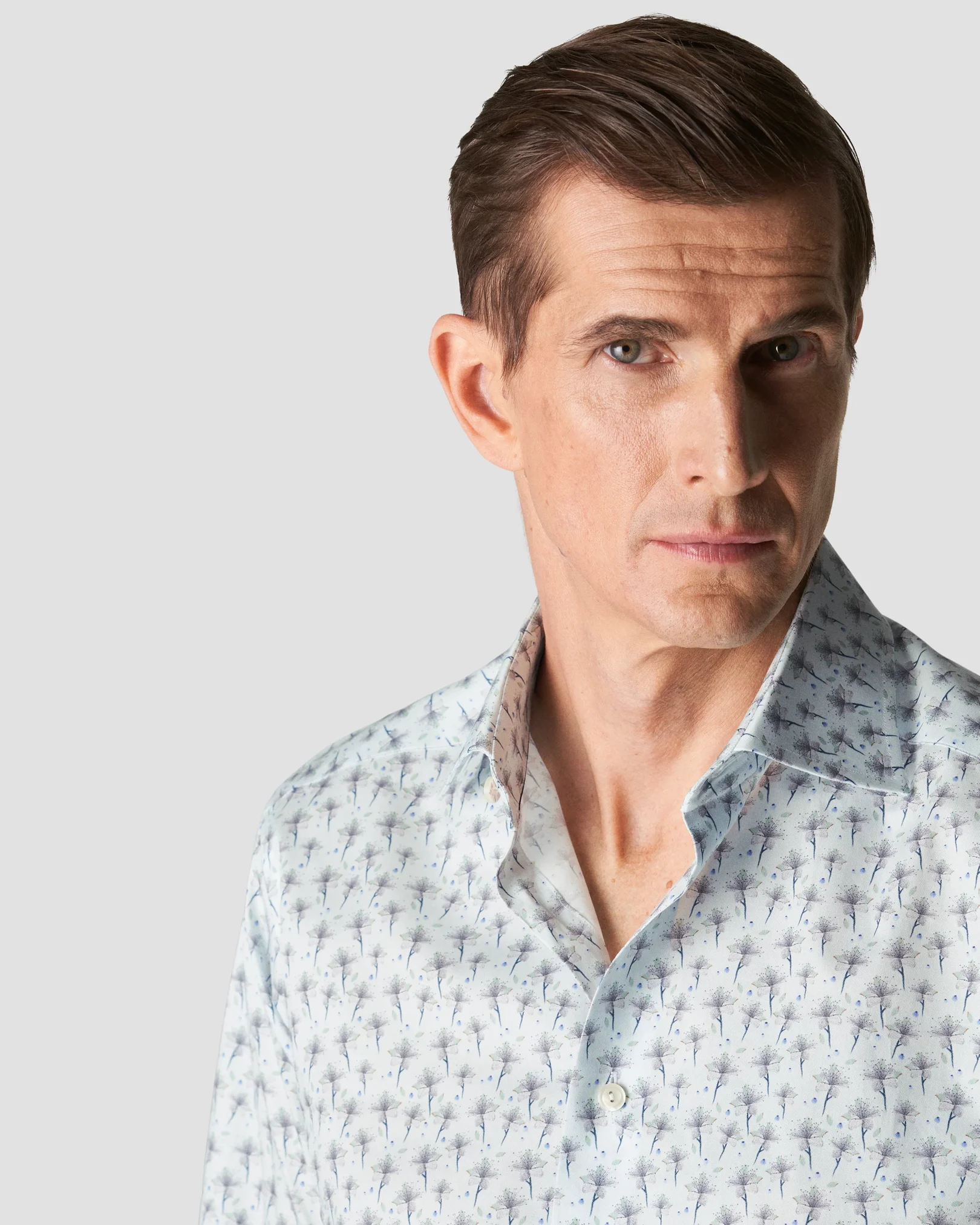 Eton - light blue signature twill floral print