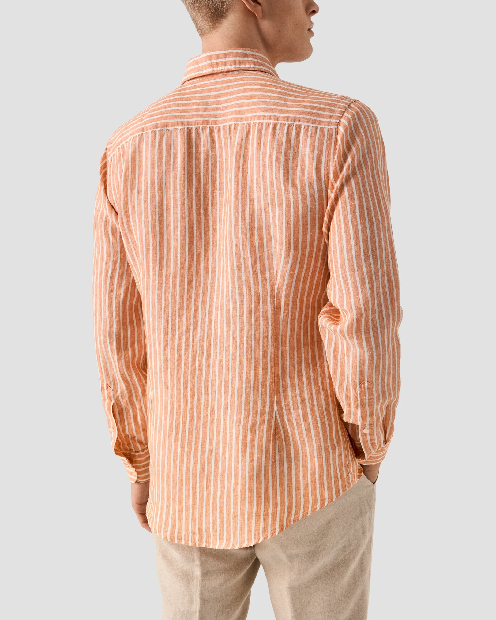Eton - orange striped linen shirt