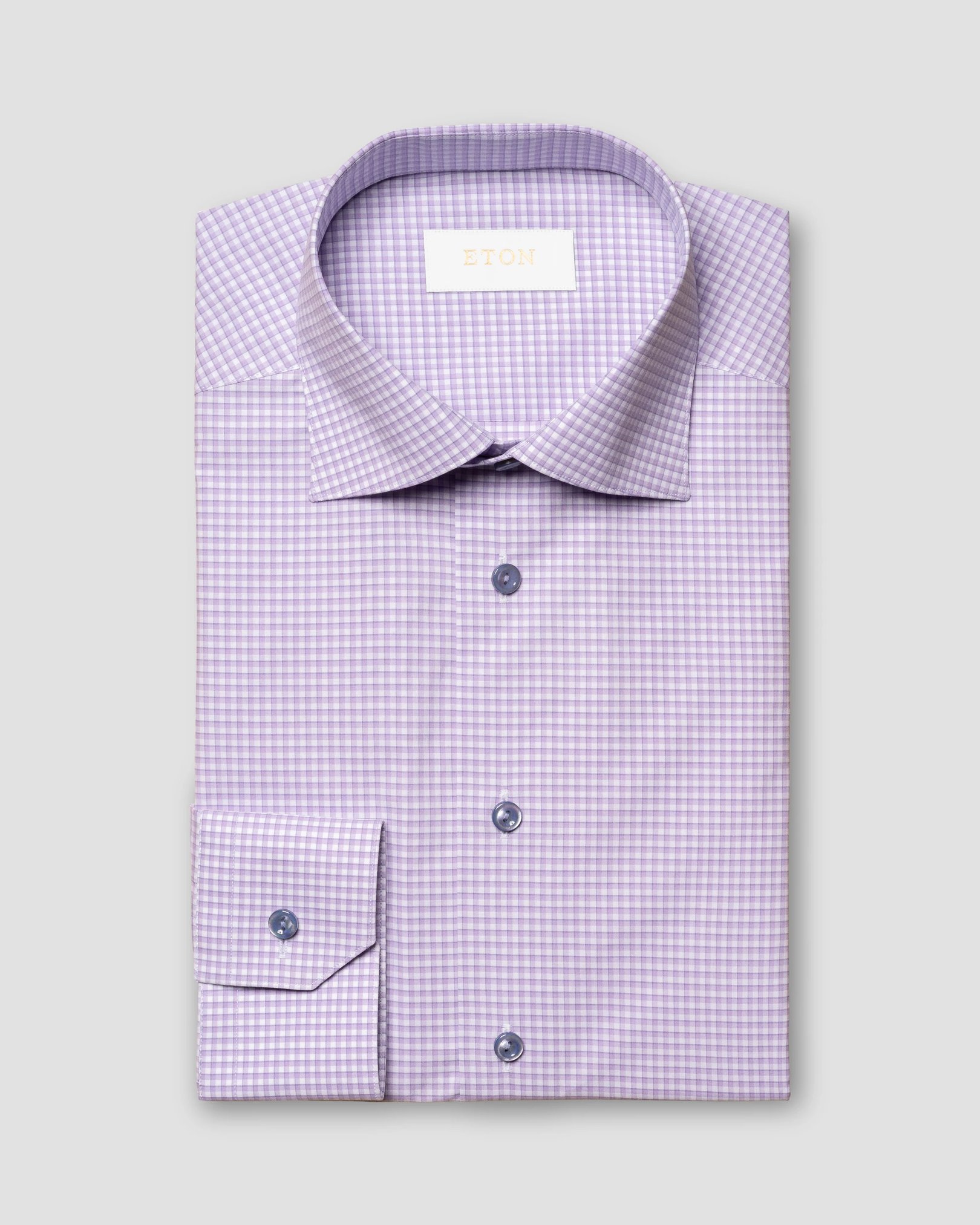 Eton - purple checked supima poplin shirt
