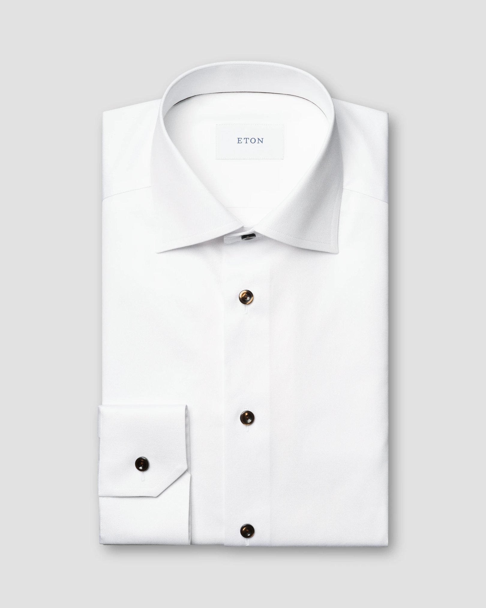 Eton - Solid Brown Buttons Signature Twill Shirt