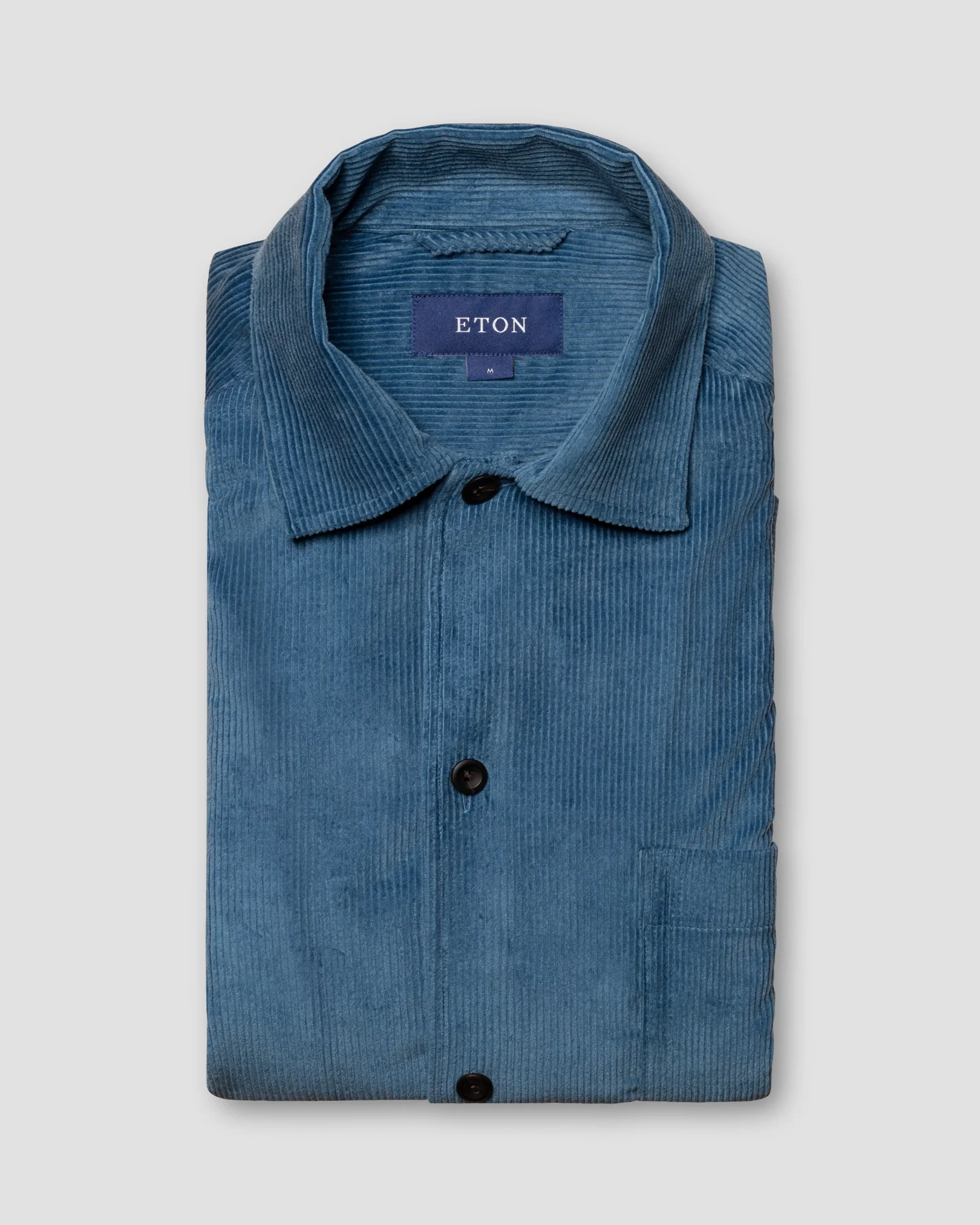 Eton - blue corduroy overshirt turn down straight sleeve end regular