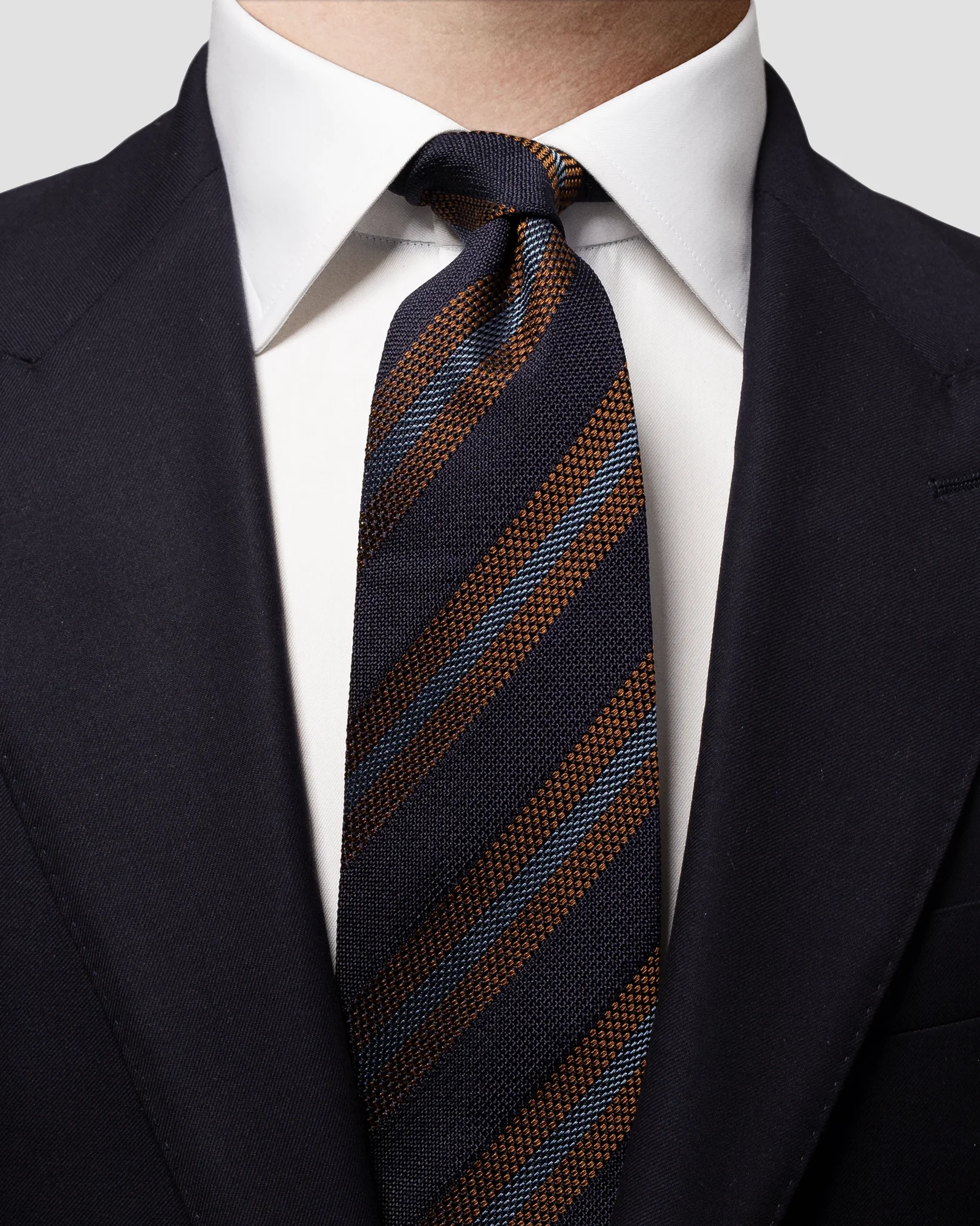 Eton - navy bold striped silk tie