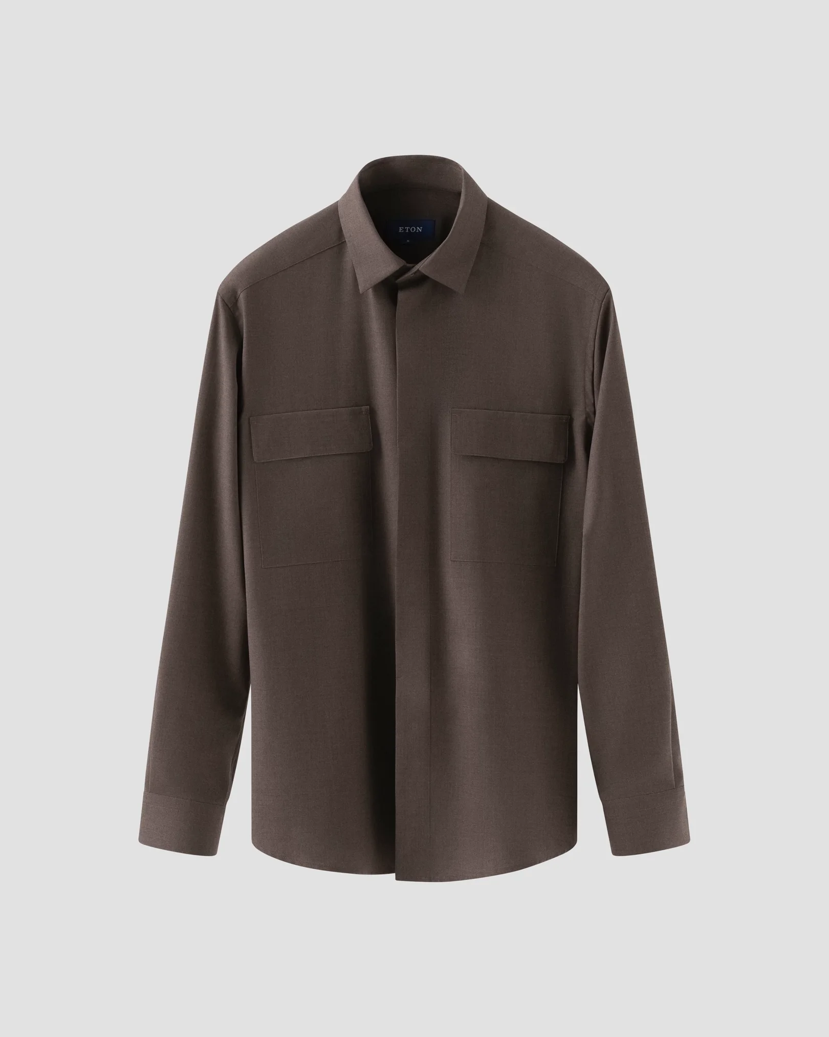 Eton - dark brown merino overshirt