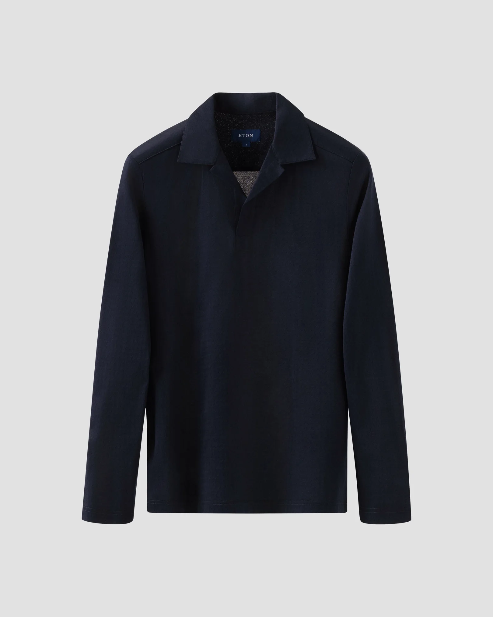 Eton - navy blue open collar long sleeve regular fit