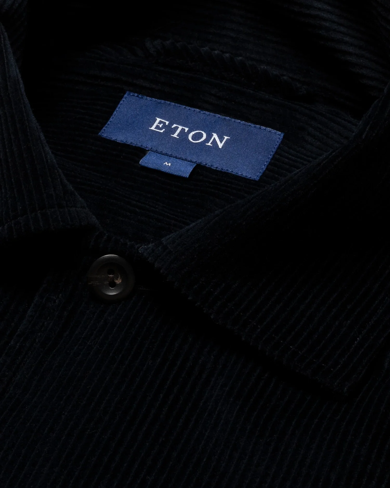 Eton - dark blue corduroy overshirt turn down straight sleeve end regular