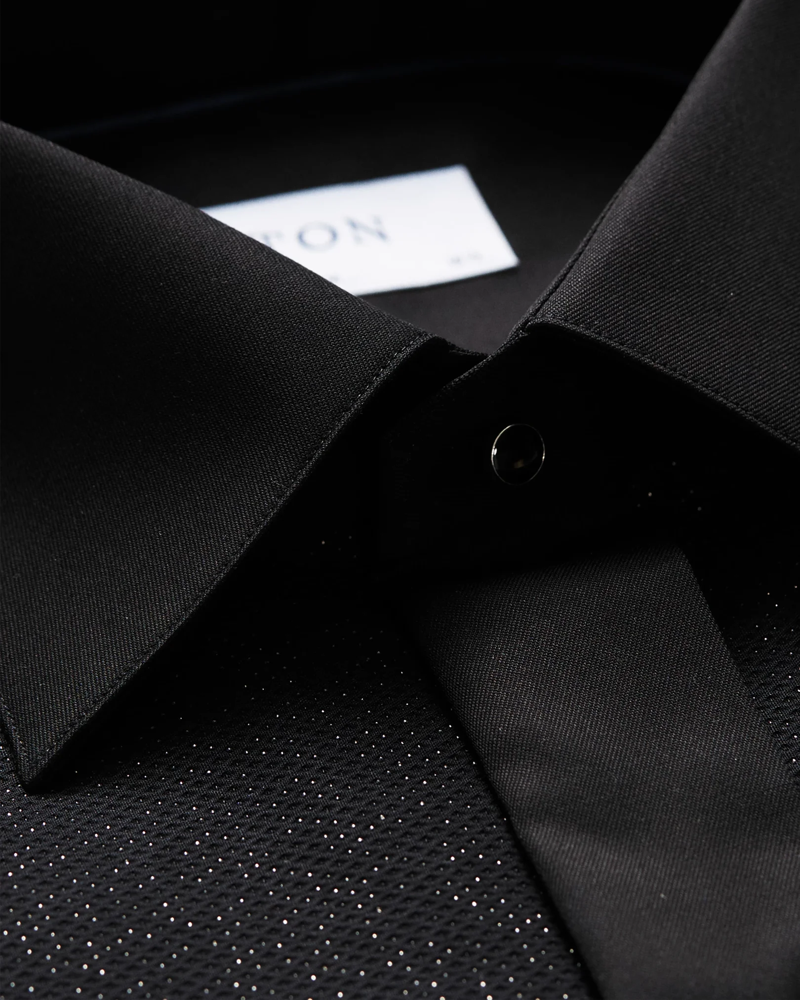 Eton - black pique tuxedo shirt glitter effect