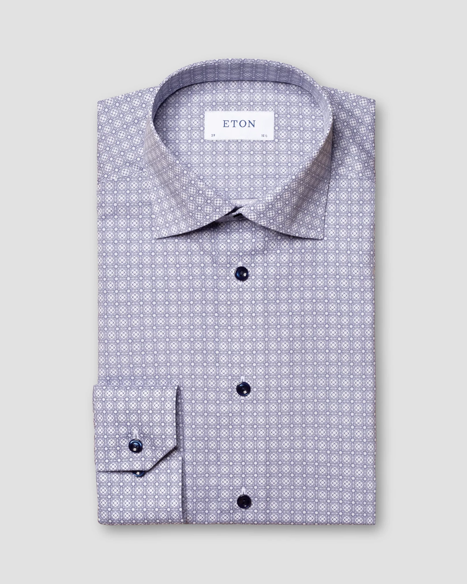 Eton - blue medallion print poplin shirt