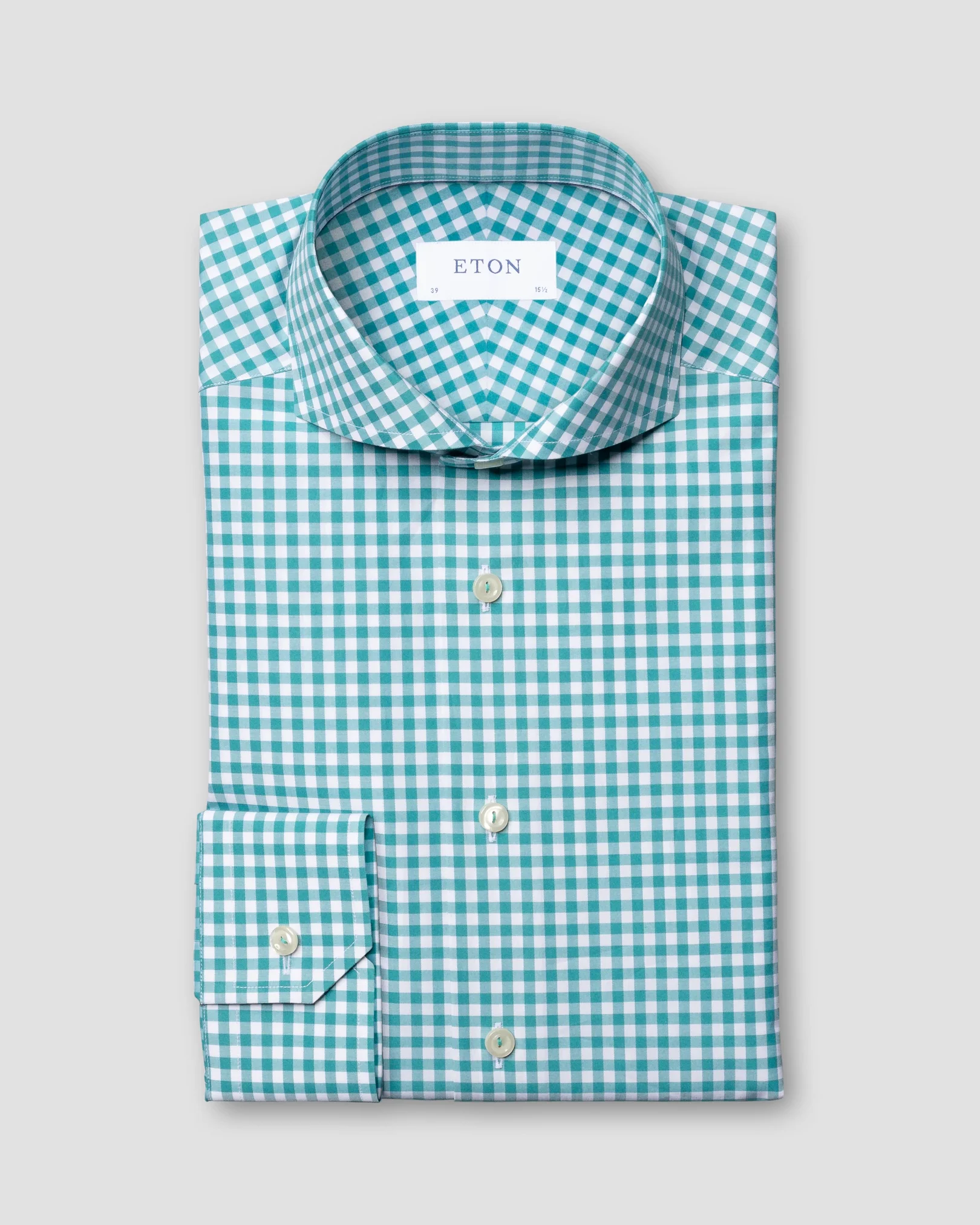 Eton - dark green fine twill extreme cut away single slim