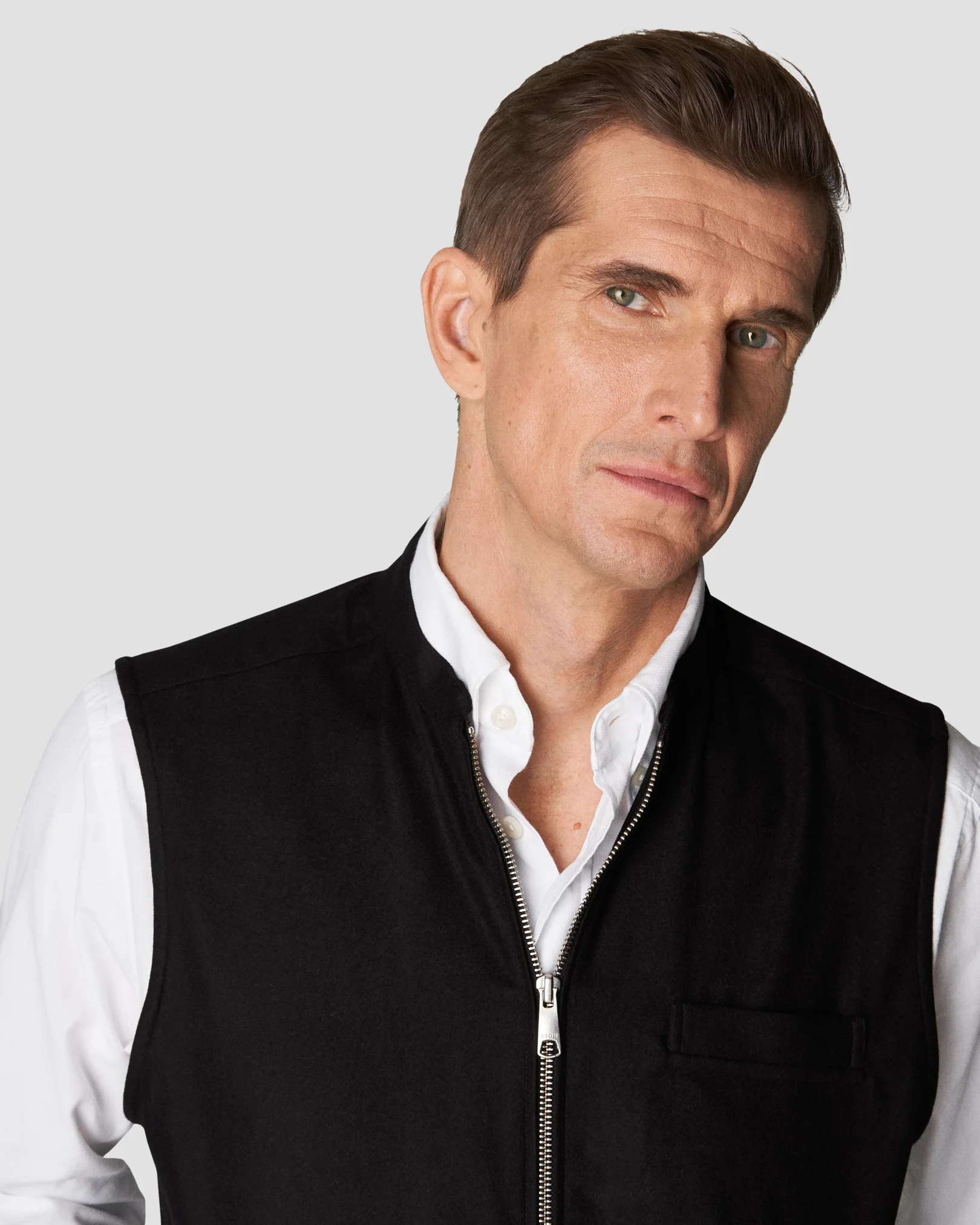 Eton - black twill wool vest