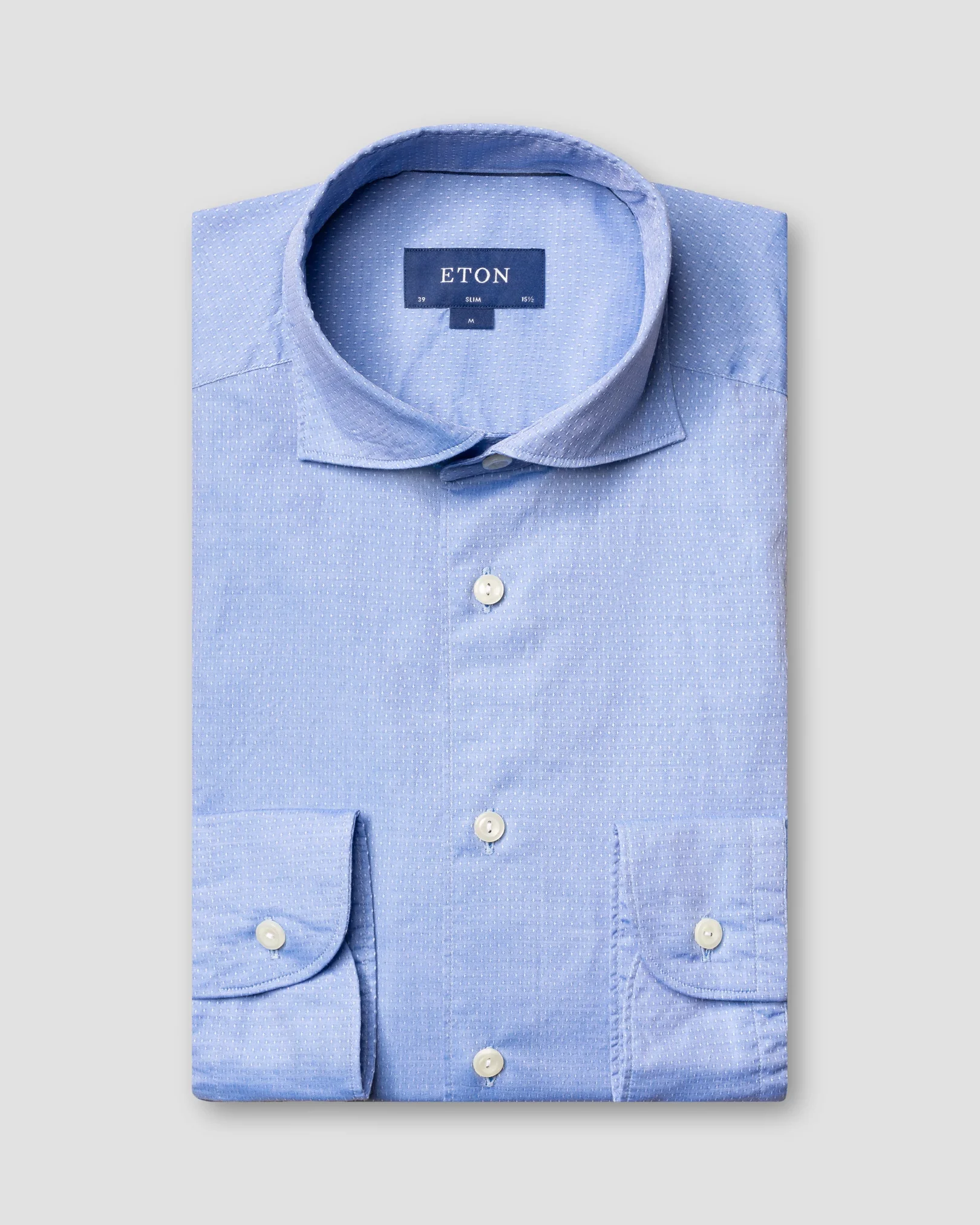 Eton - blue lustre dotted dobby shirt soft