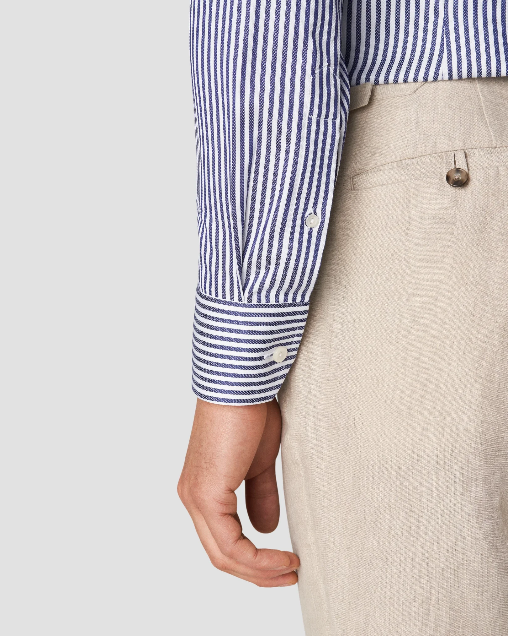 Eton - dark blue signature twill cutaway classic stripes