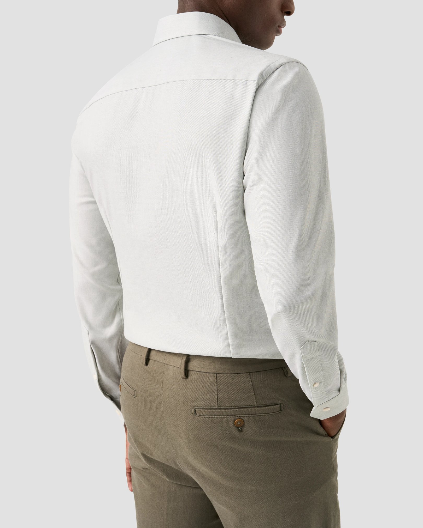 Eton - light green melange semi solid fine twill shirt