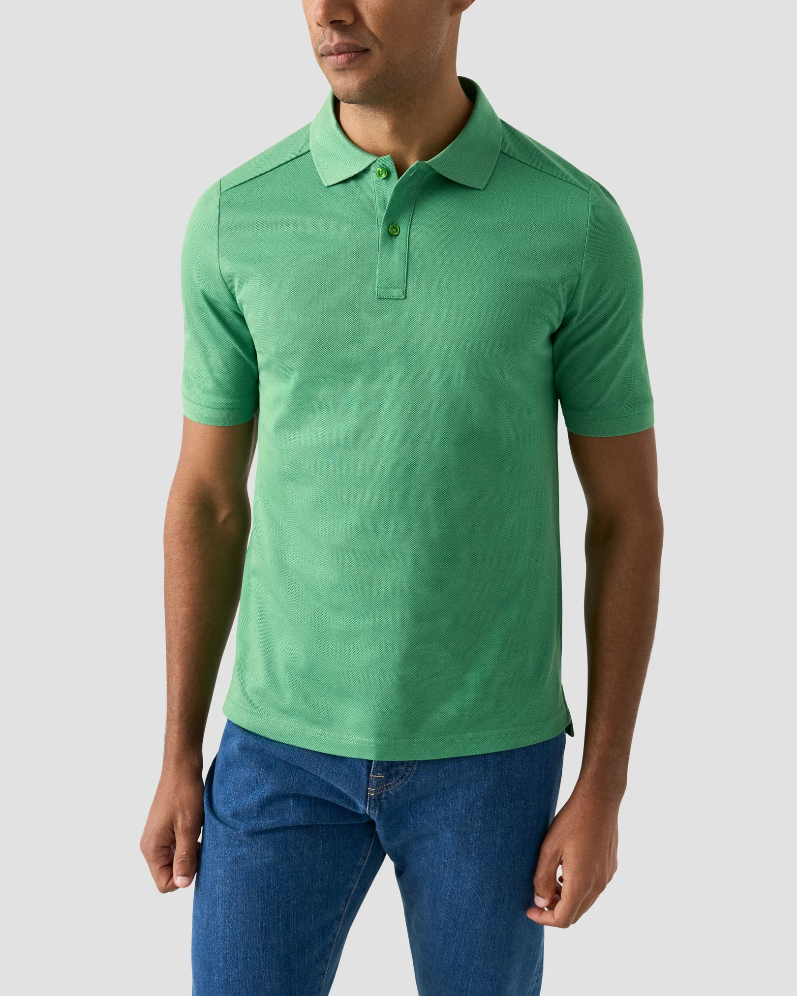 Eton - mid green filo di scozia solid pique