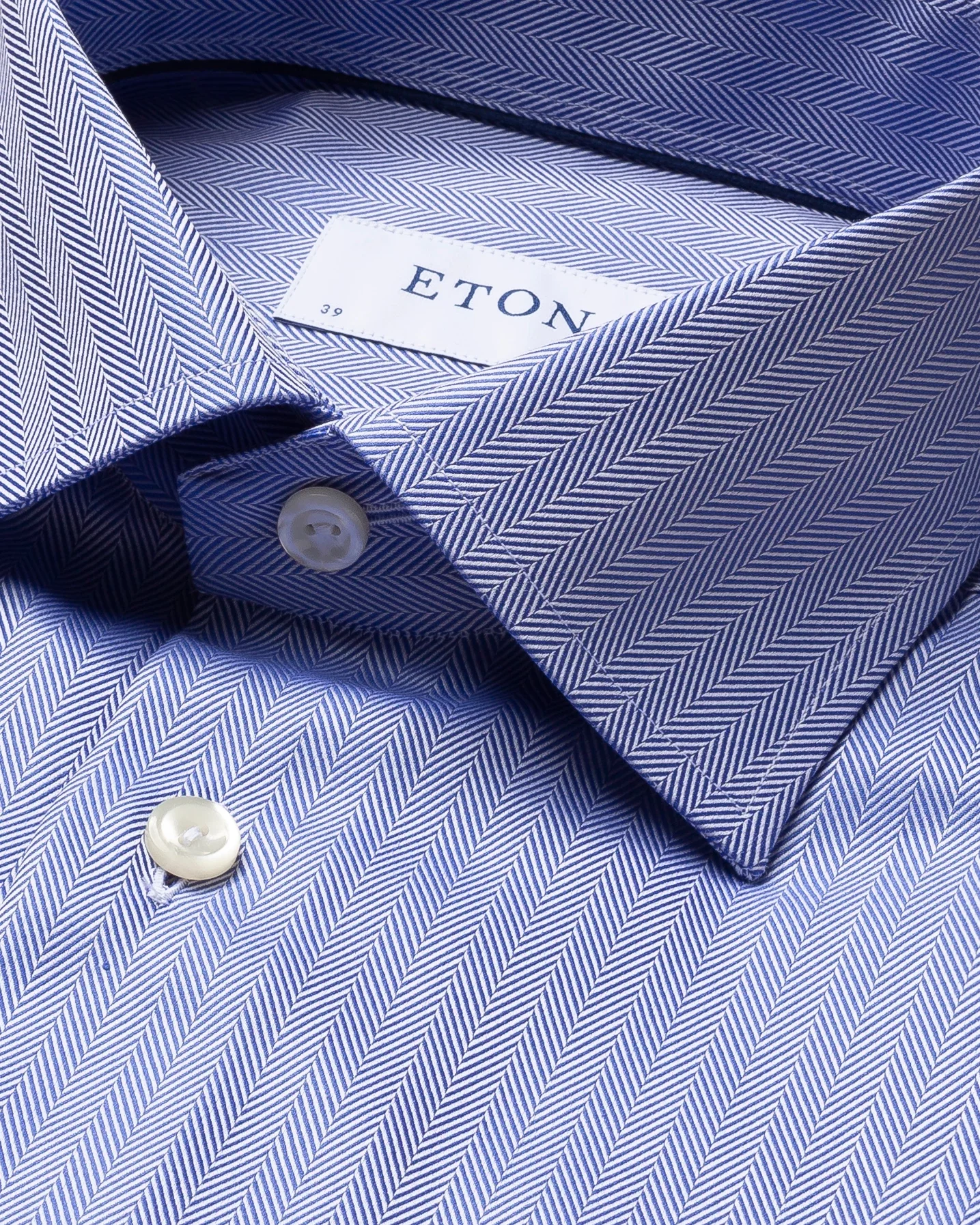 Eton - blue herringbone twill shirt