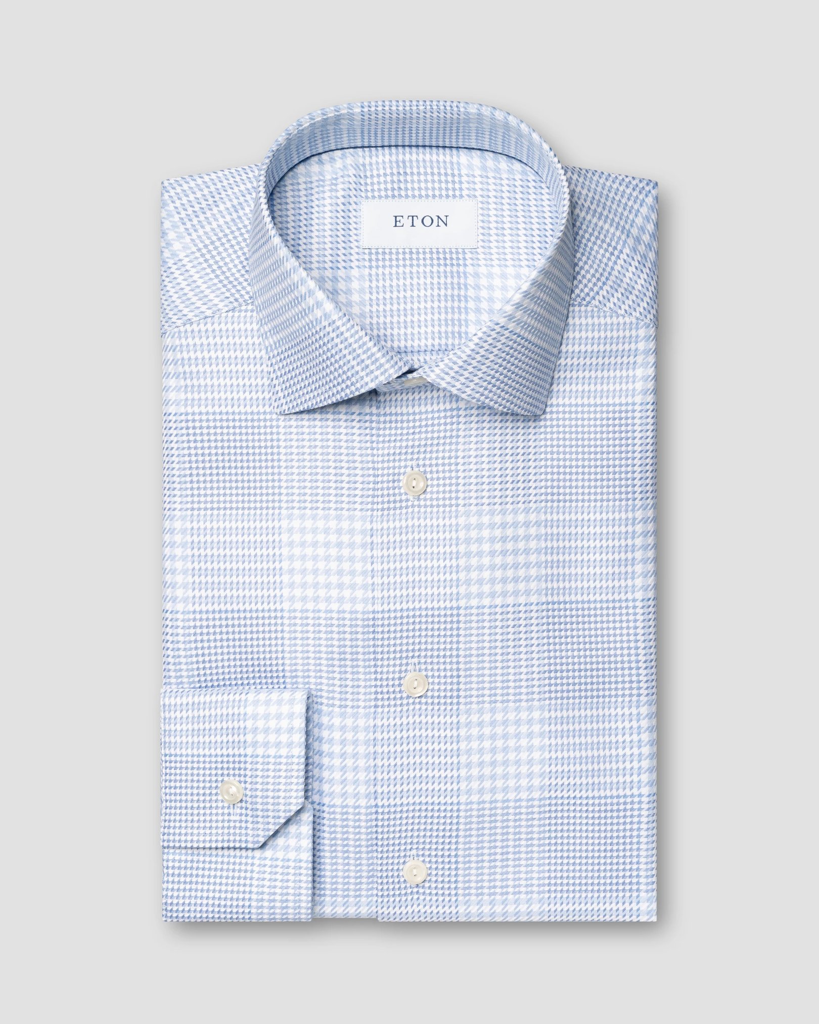 Eton - light blue checked king twill