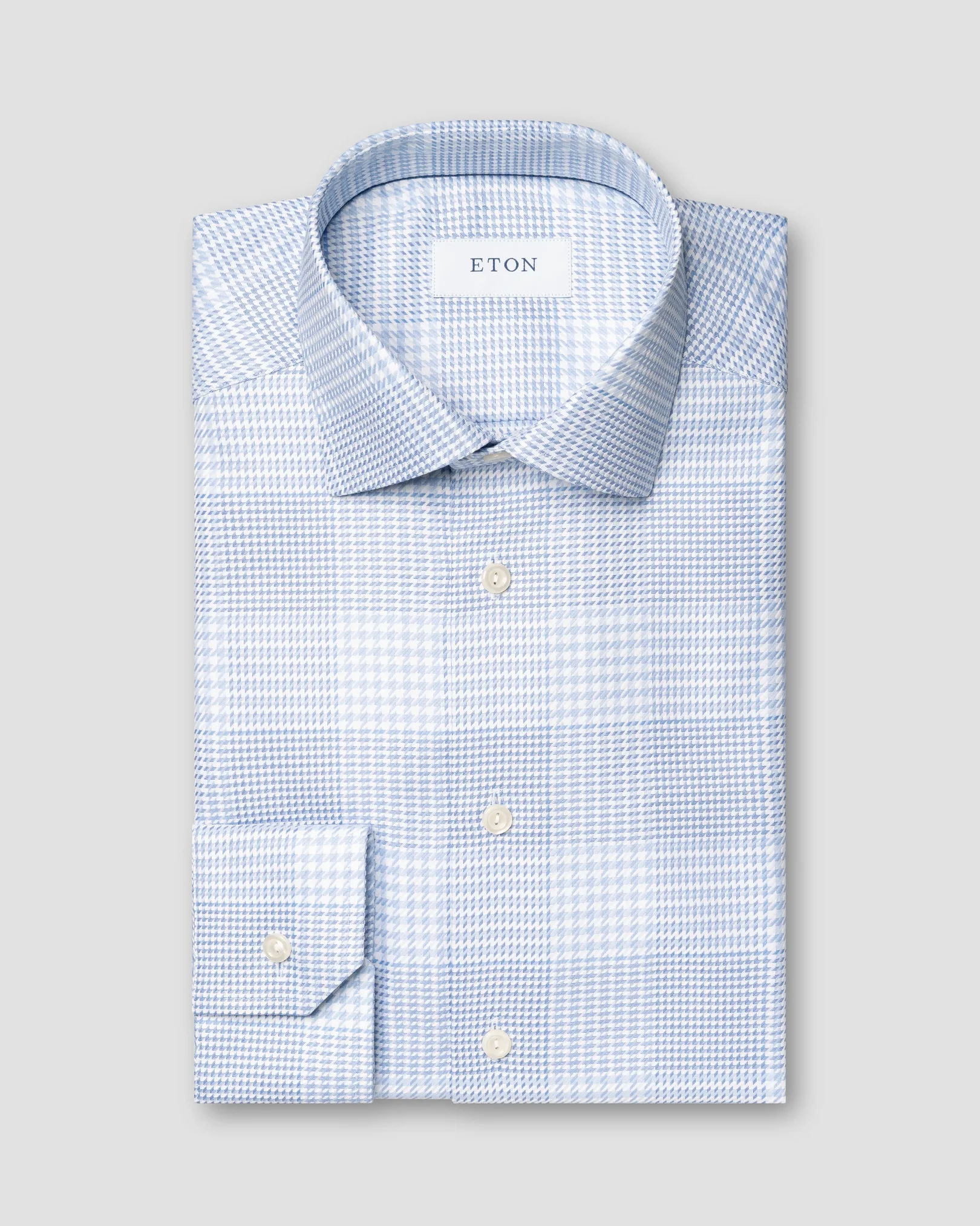 Eton - light blue checked king twill