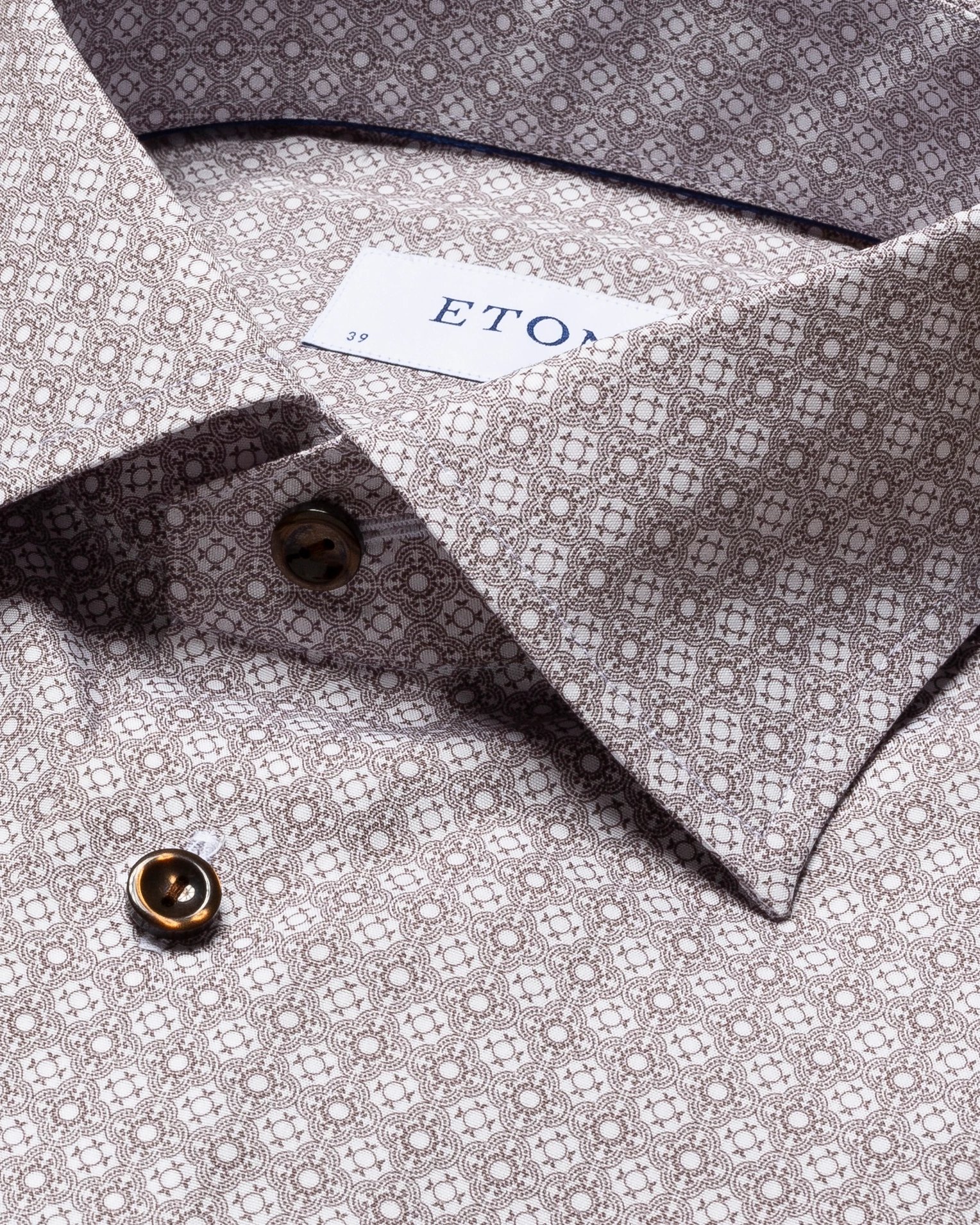 Eton - brown medallion print poplin shirt
