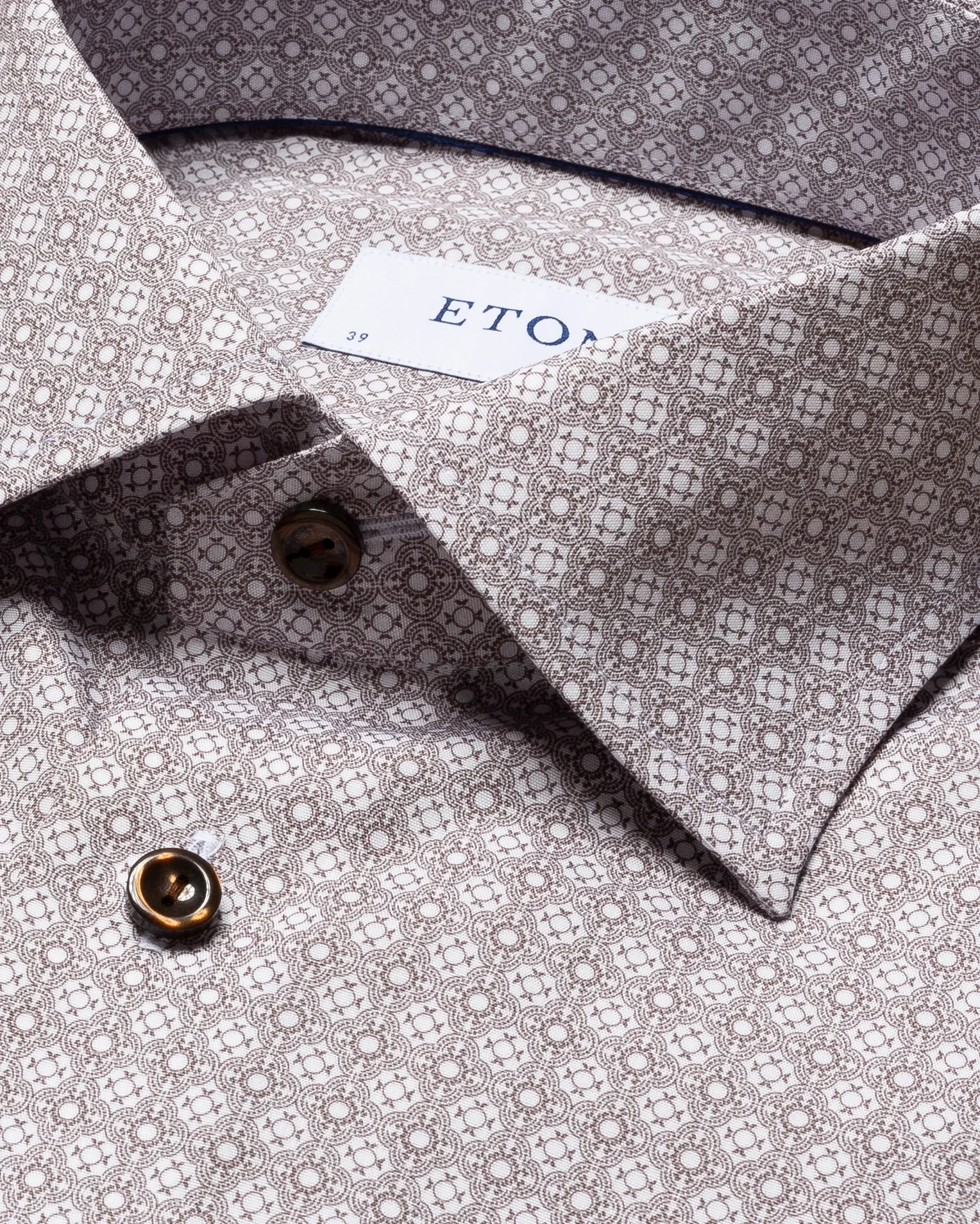 Eton - brown medallion print poplin shirt