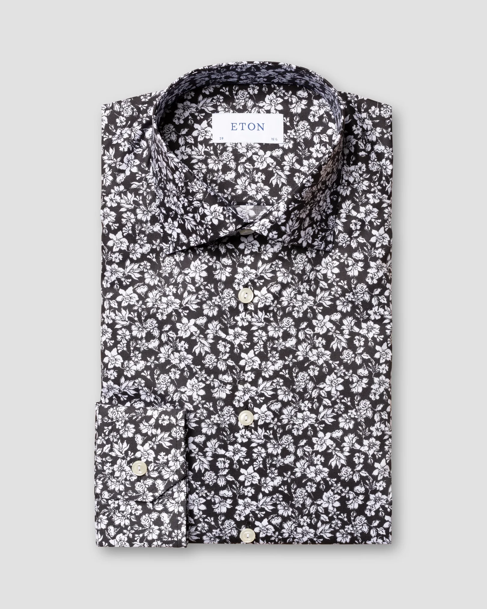 Eton - black white flowers shirt