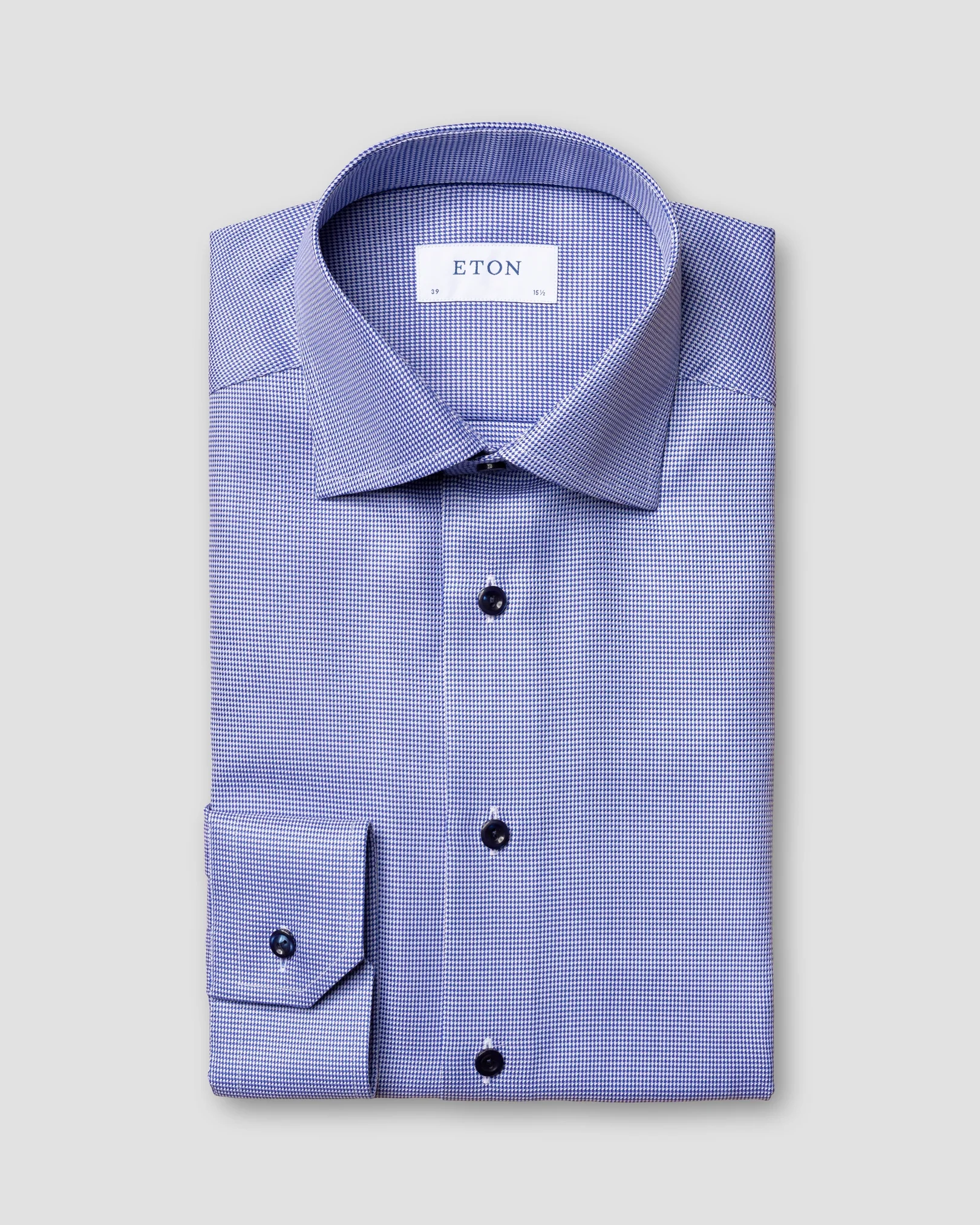 Eton - Dark blue Textured Twill Shirt