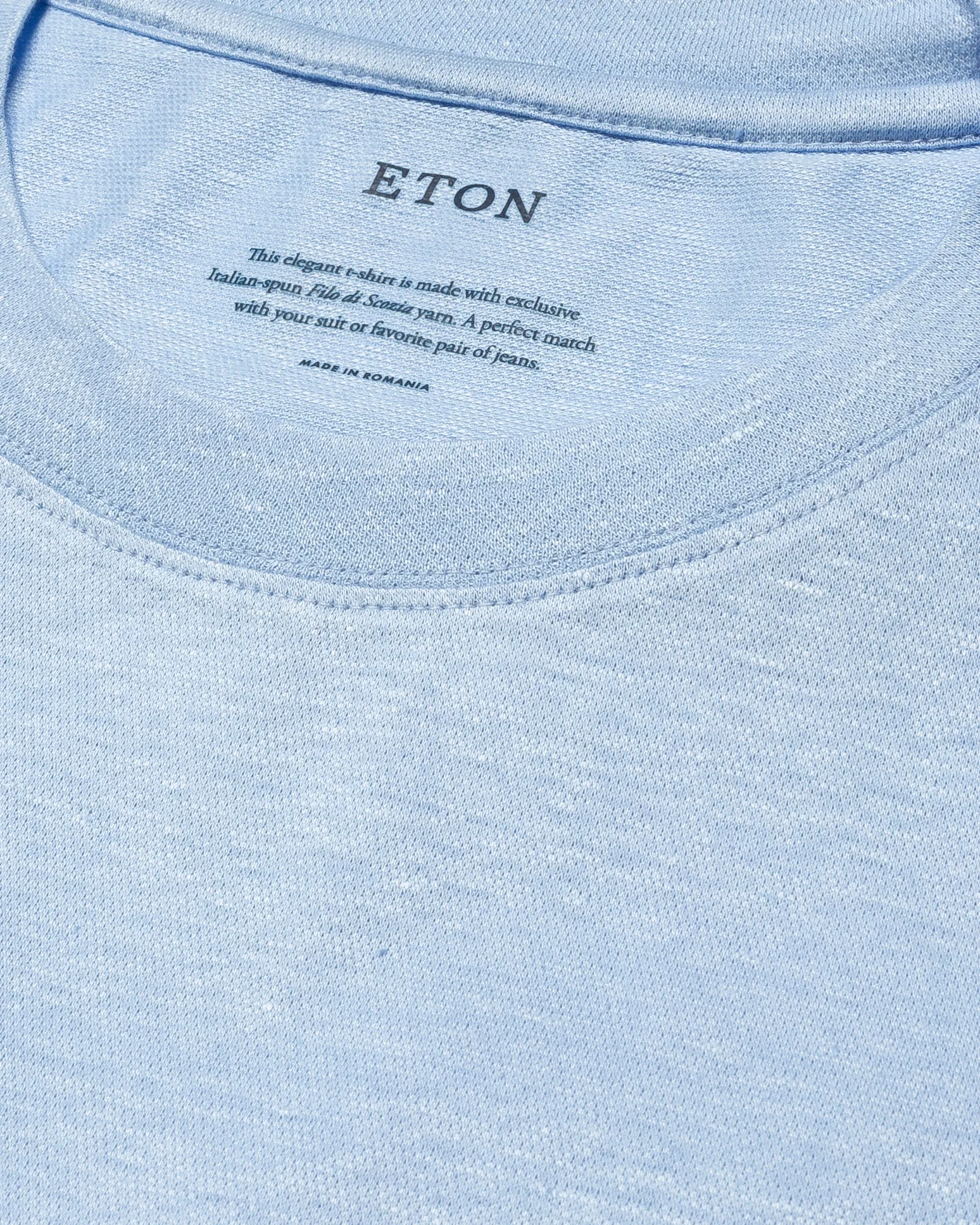 Eton - light blue pique t shirt short sleeve boxfit t shirt