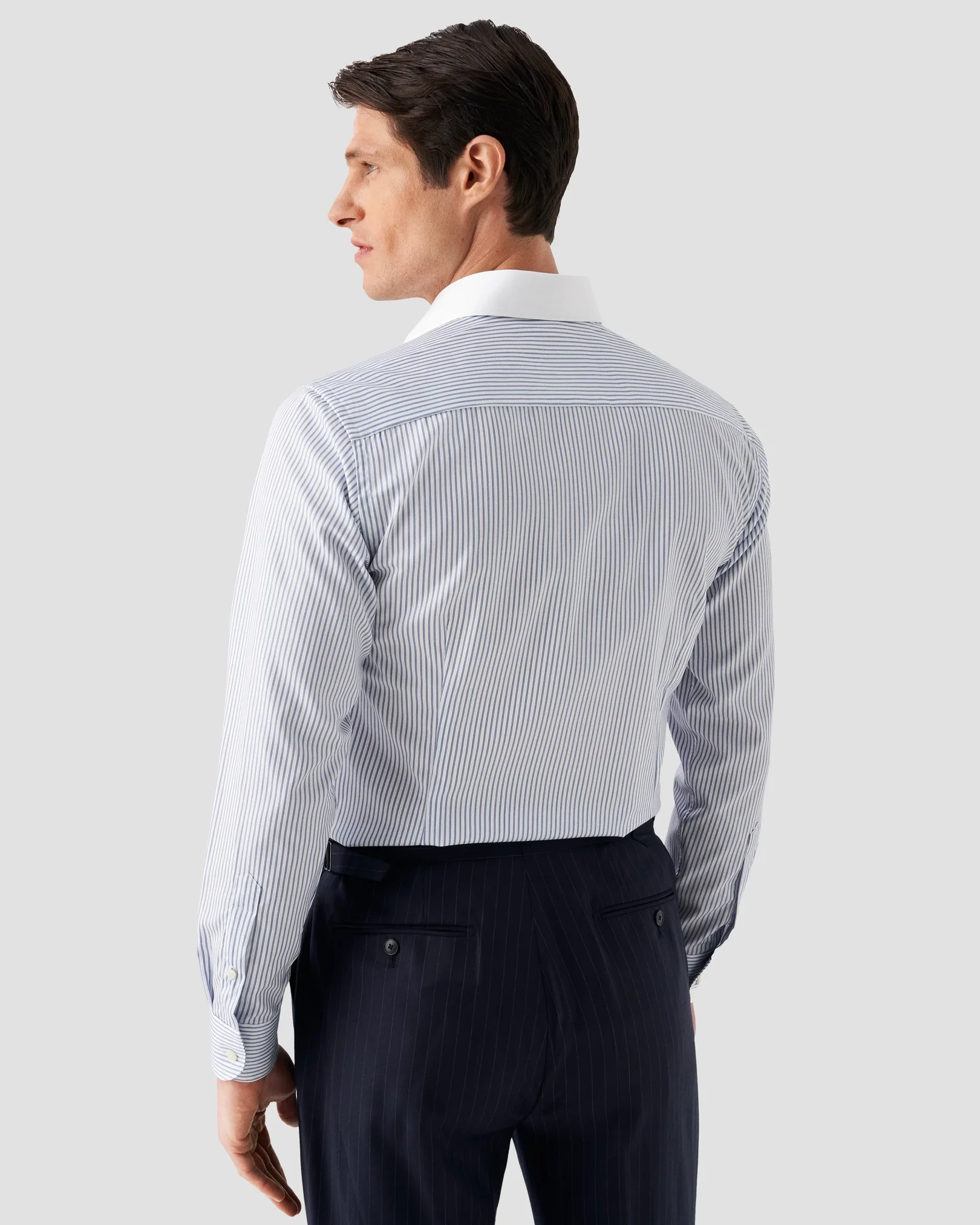 Eton - mid blue wide spread cotton tencel shirt