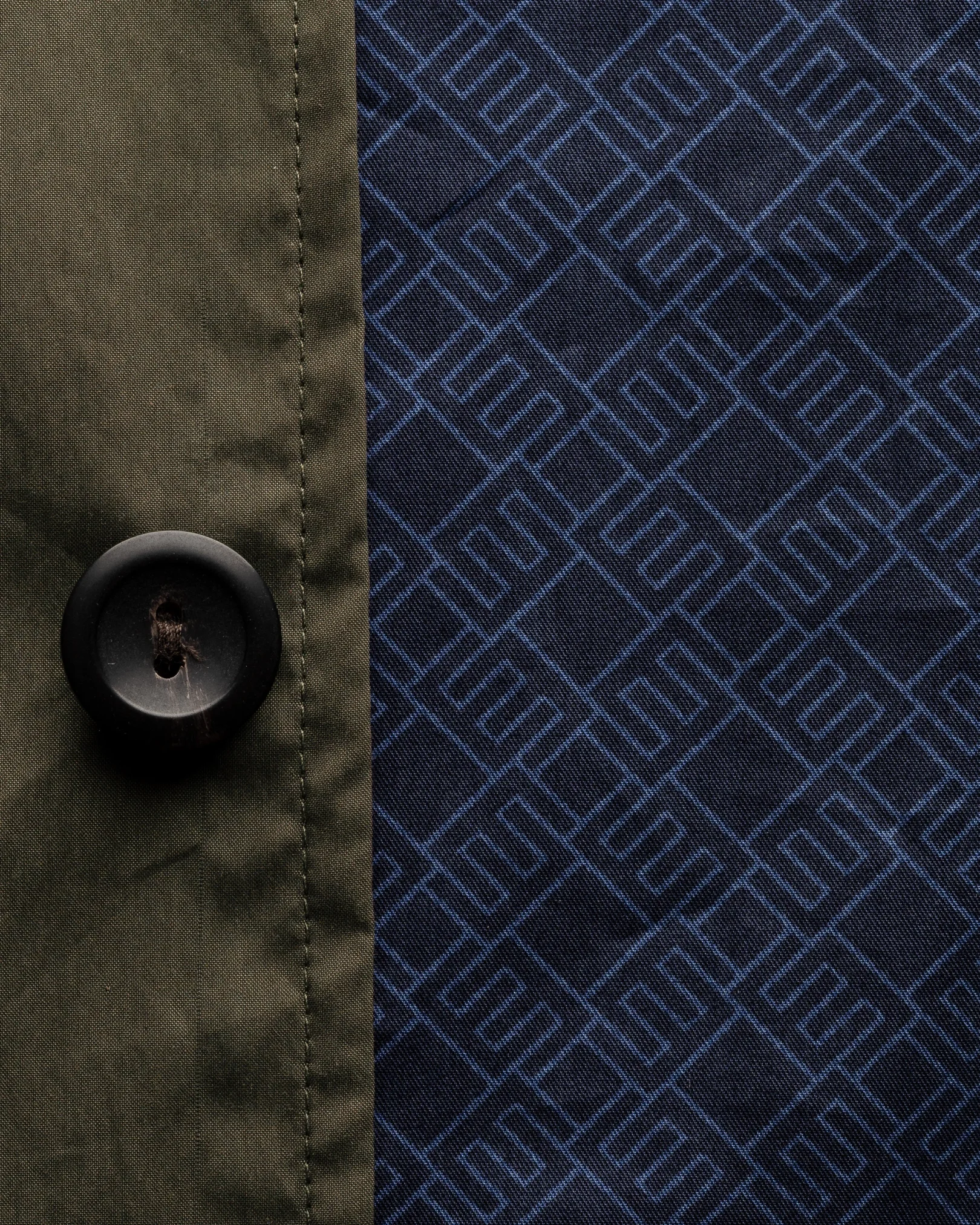 Eton - dark green cotton and nylon overshirt