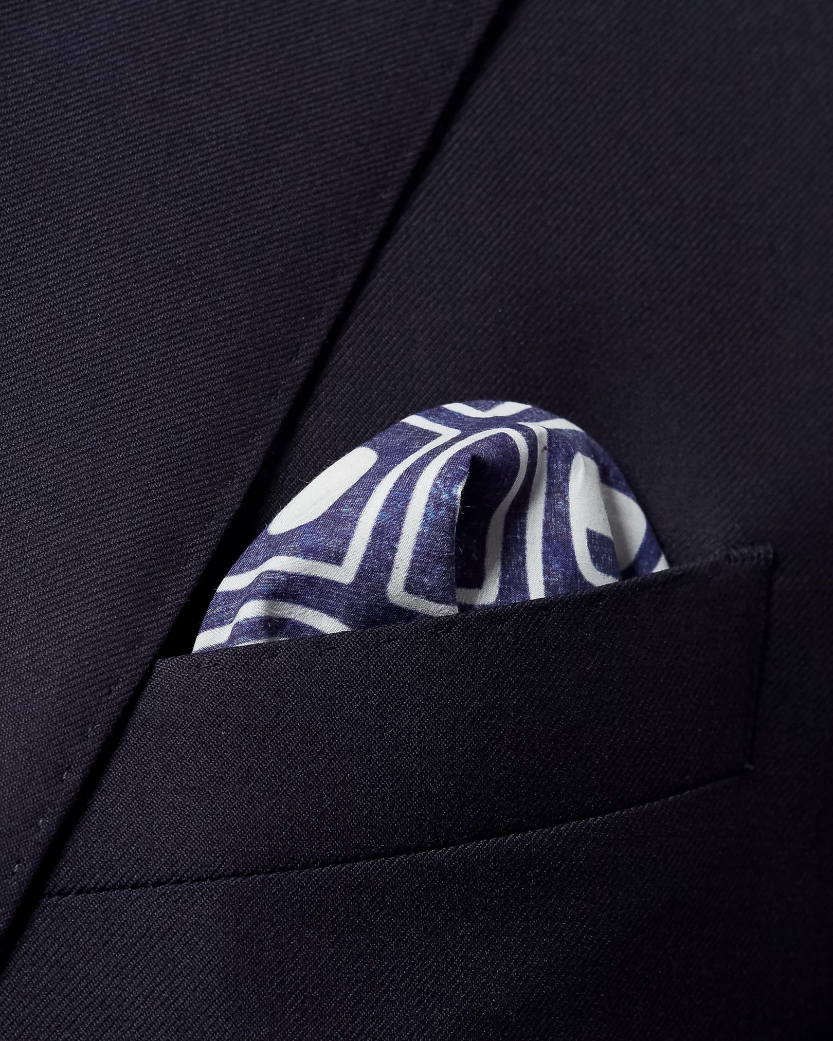 Eton - blue block print pocket square