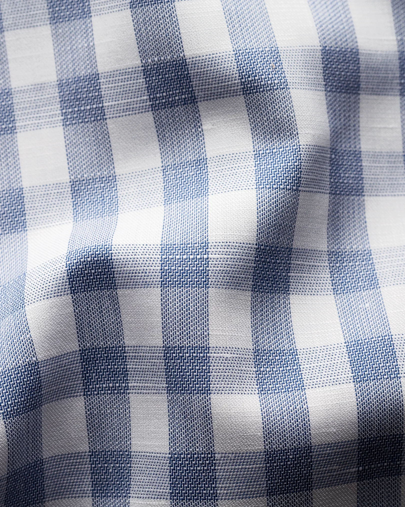 Eton - blue gingham cotton linen shirt