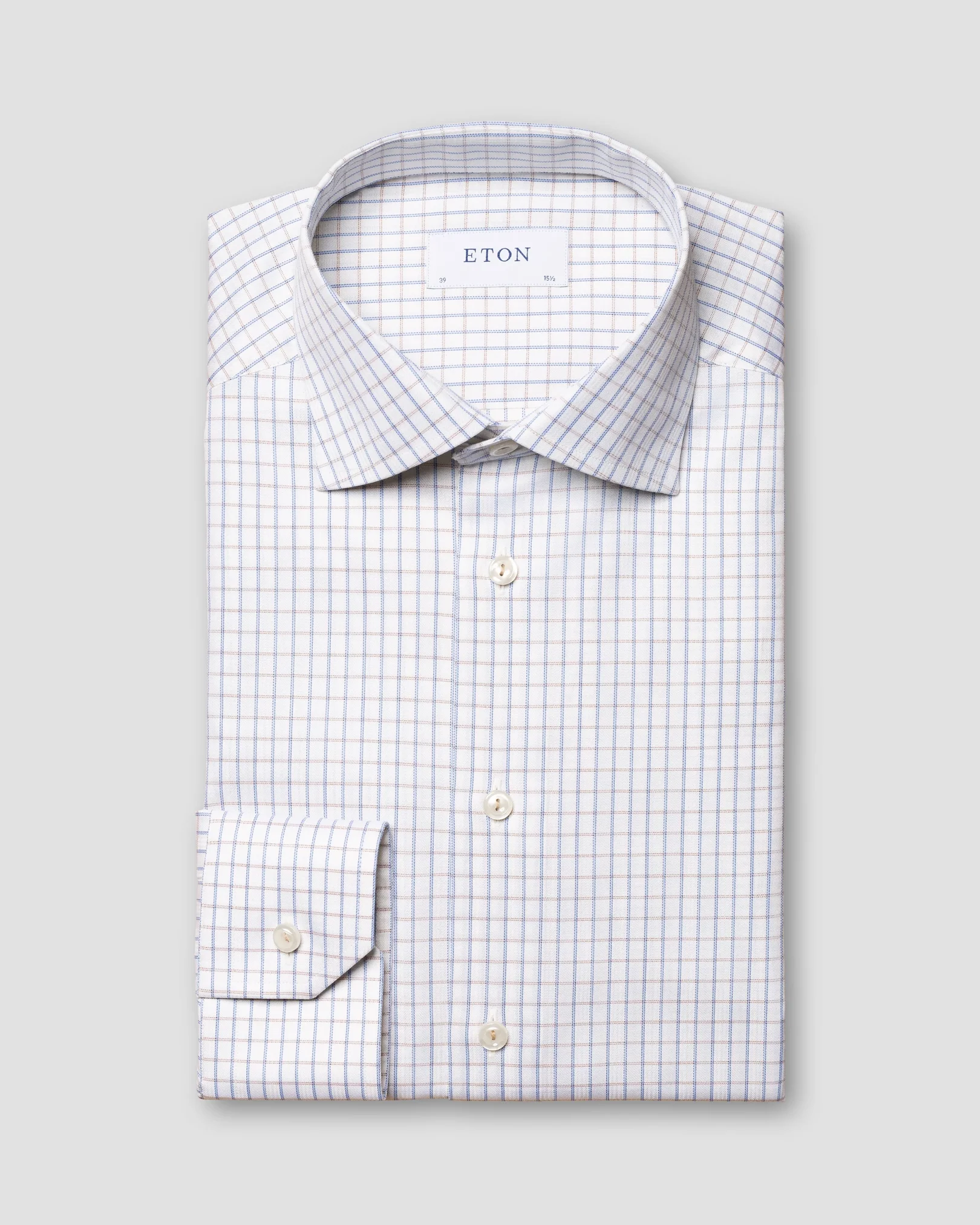 Eton - beige signature twill cutaway checked