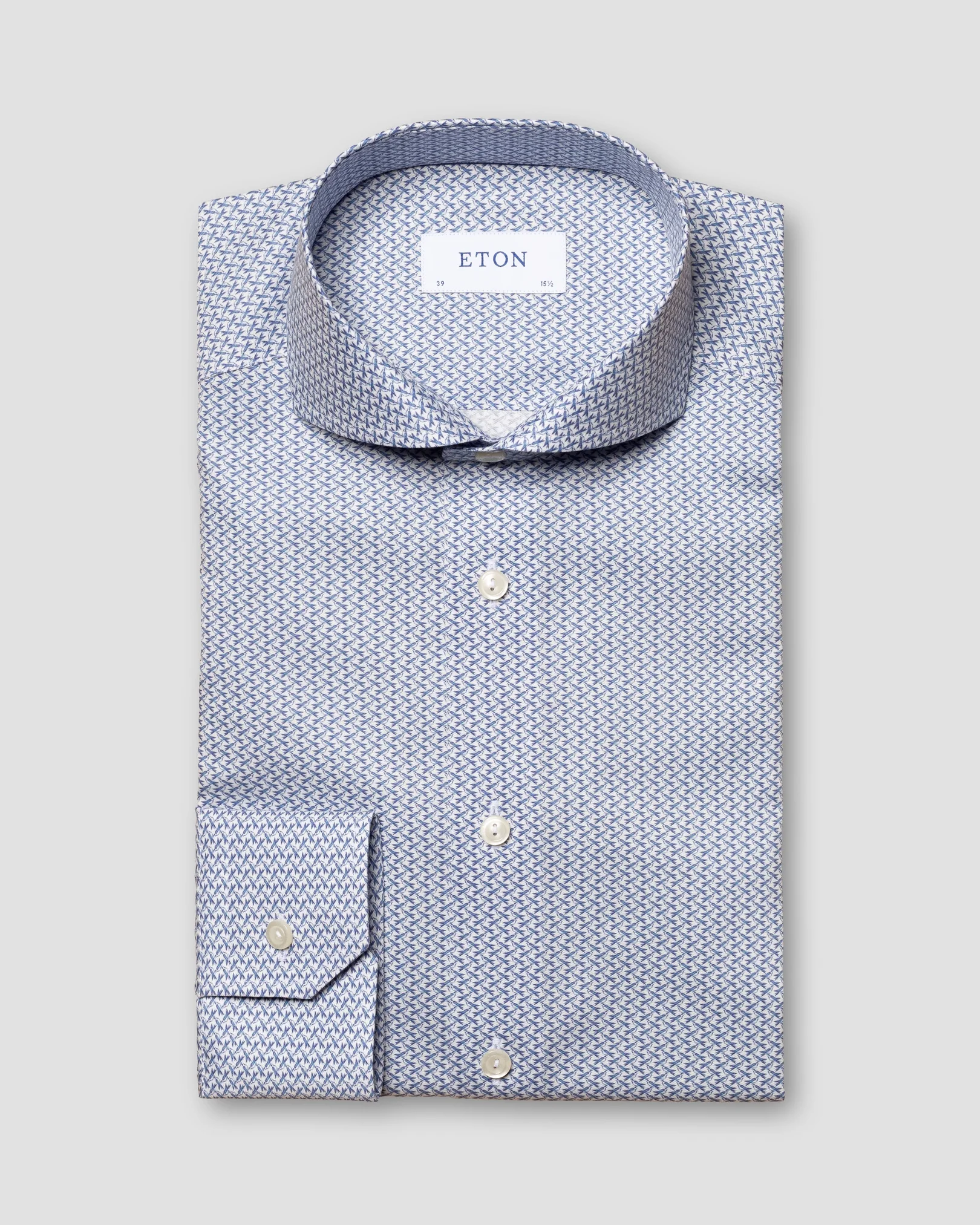 Eton - blue bird print signature twill shirt
