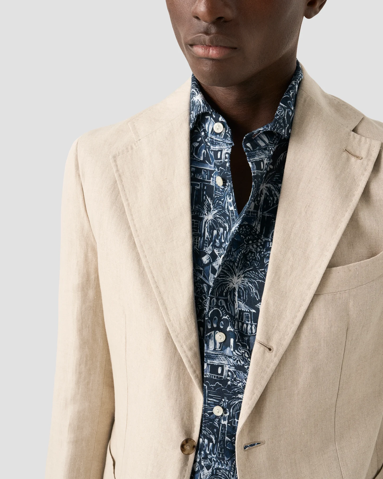 Eton - dark blue gaudi garden print shirt