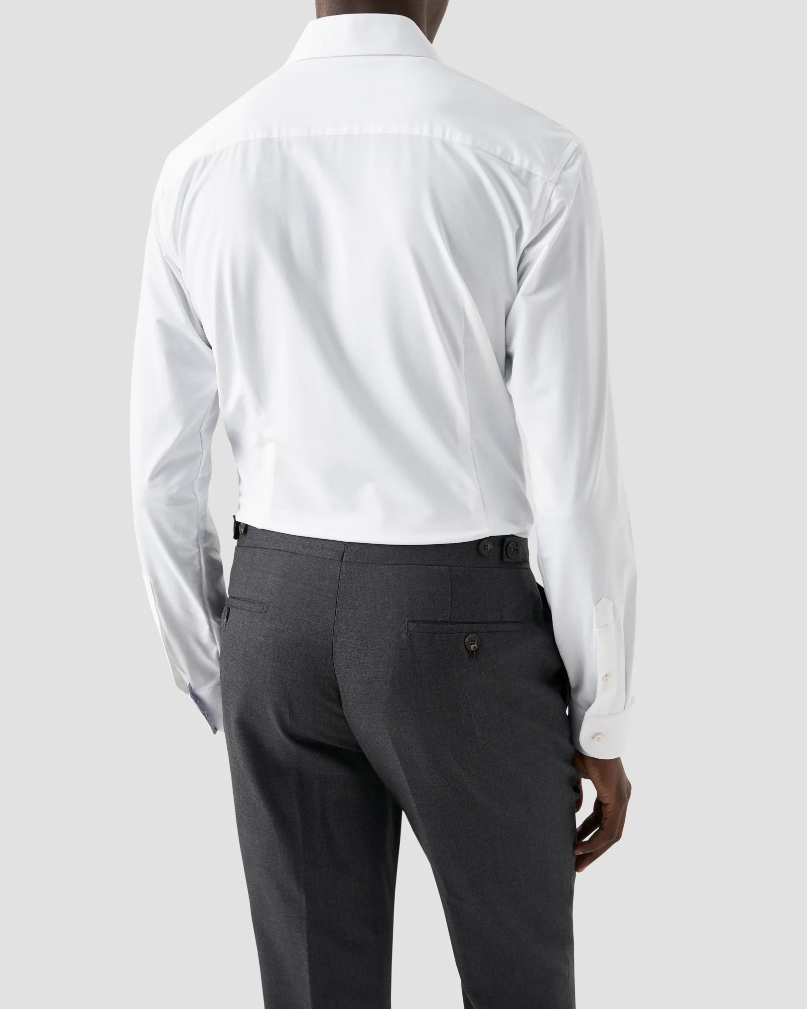 Eton - white four way stretch contrast collar