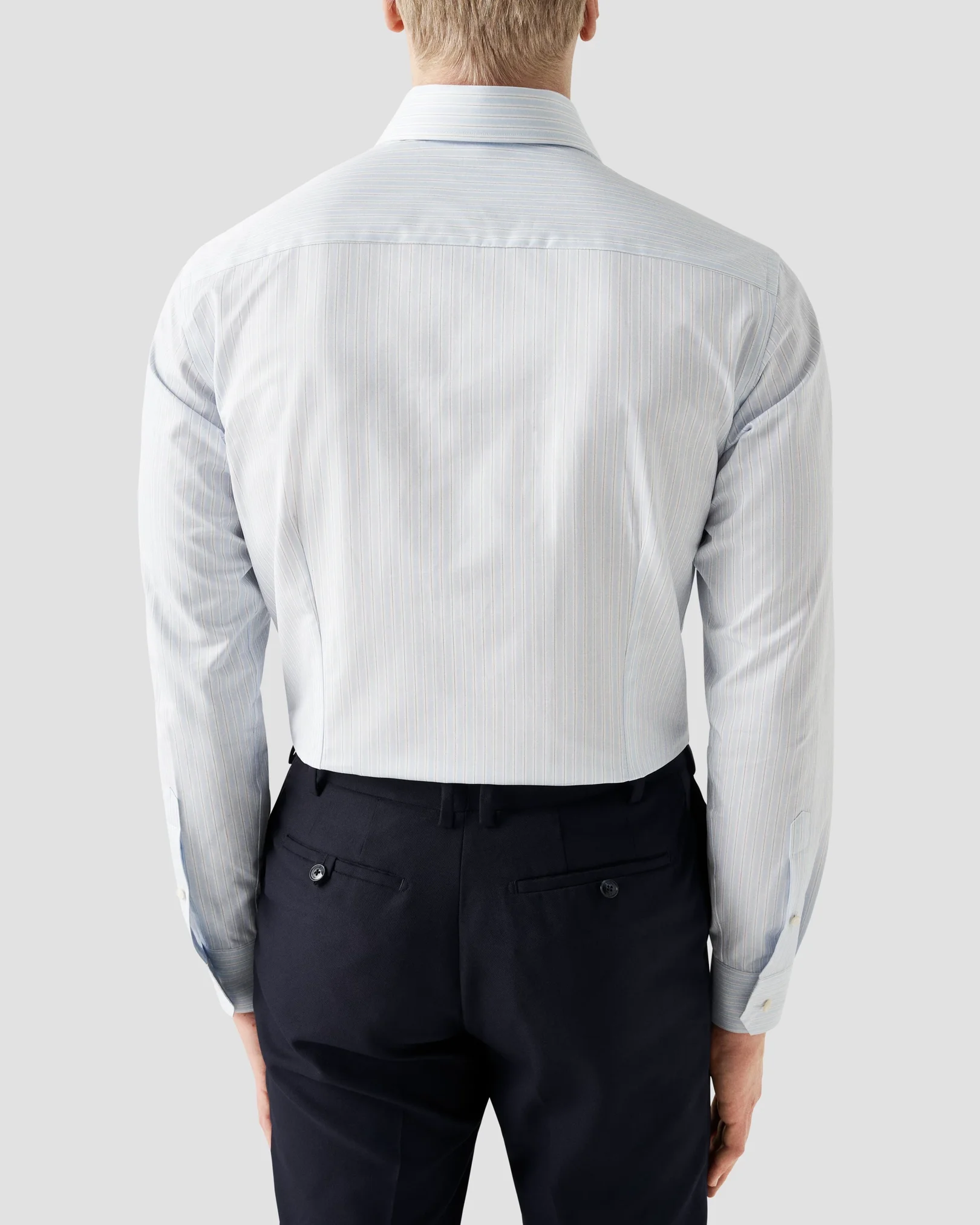 Eton - light blue striped twill shirt
