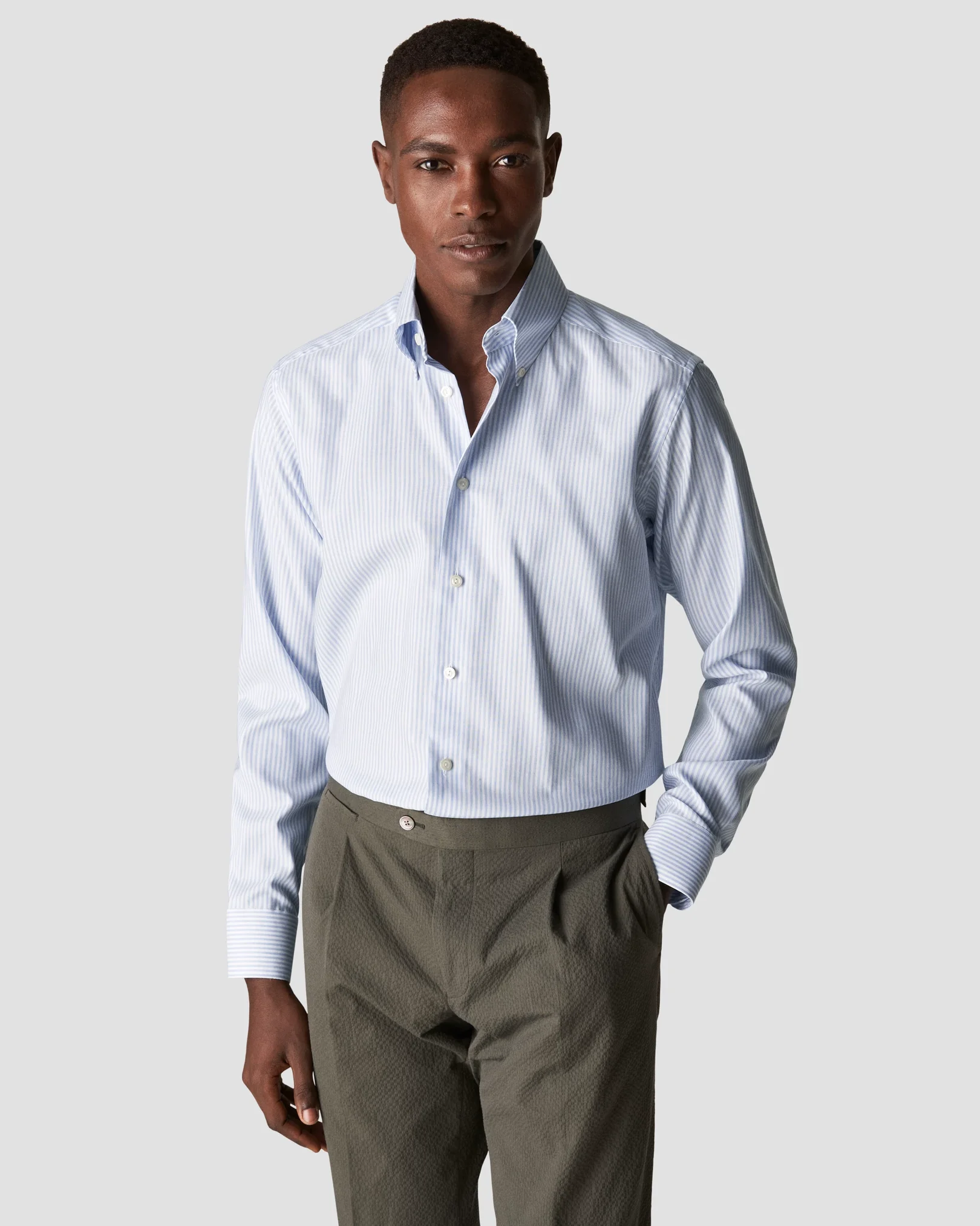 Eton - light blue wrinkle free oxford