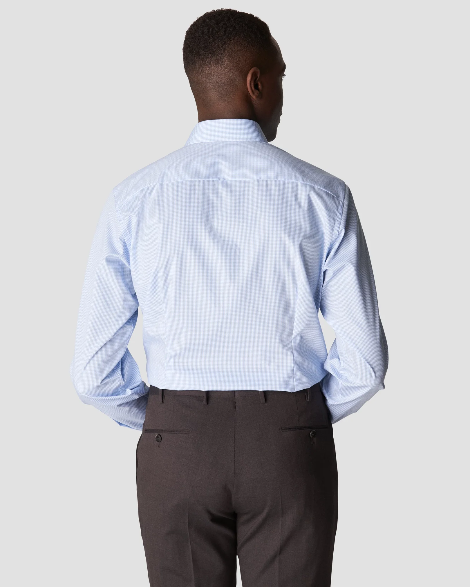 Eton - sky blue check poplin shirt