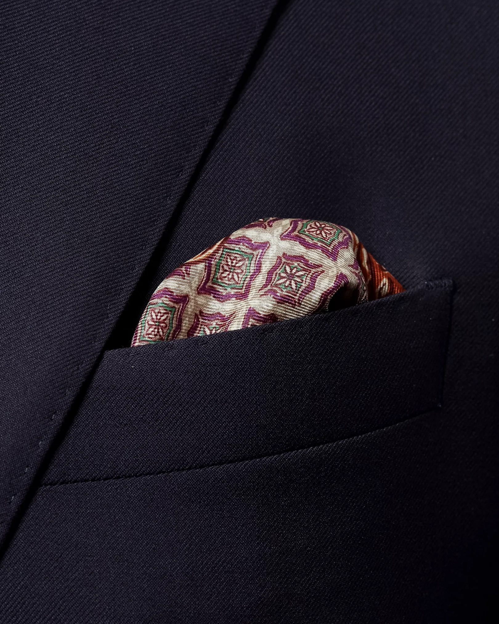 Eton - purple paisley floral pocket square