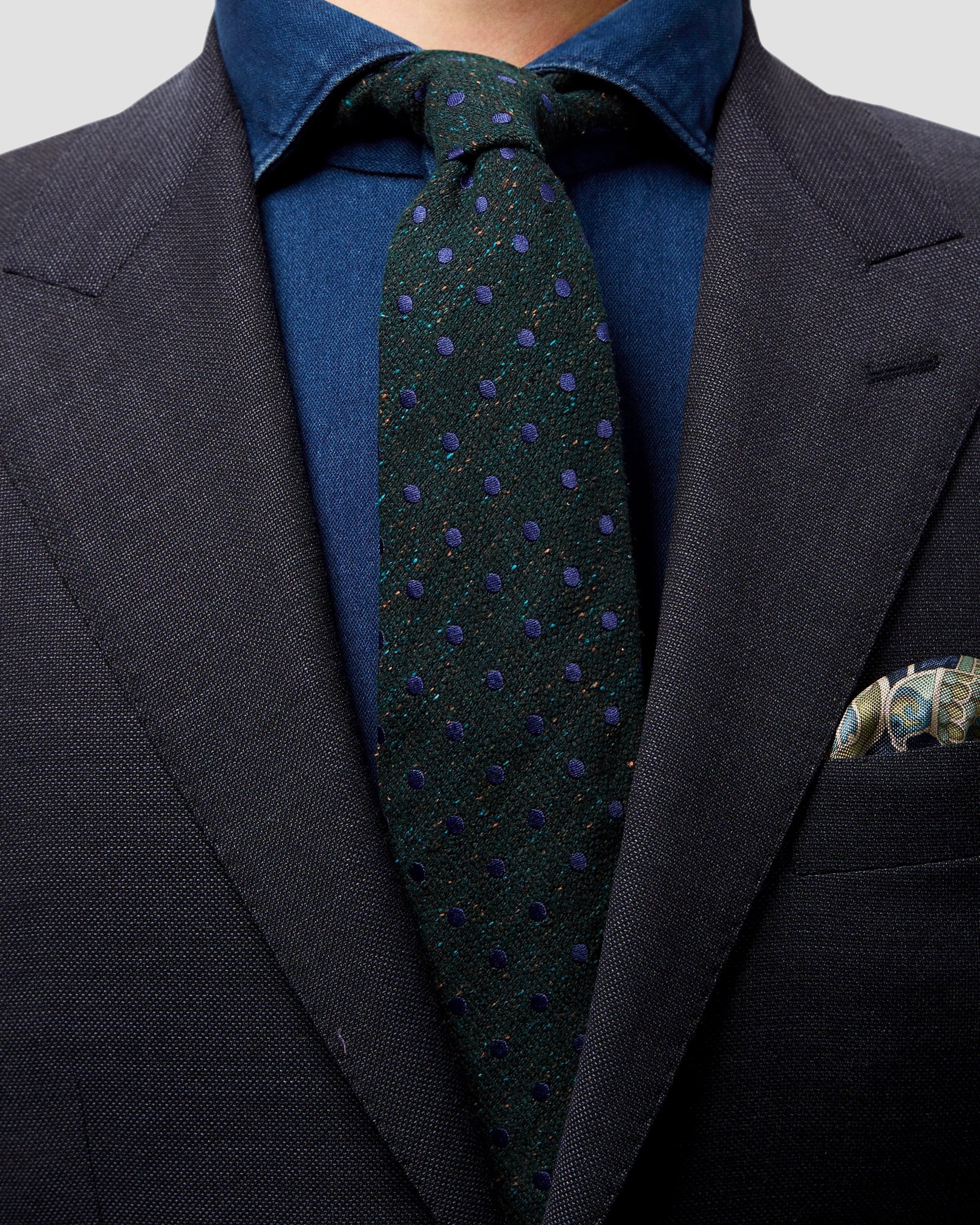 Eton - dark green with blue dots