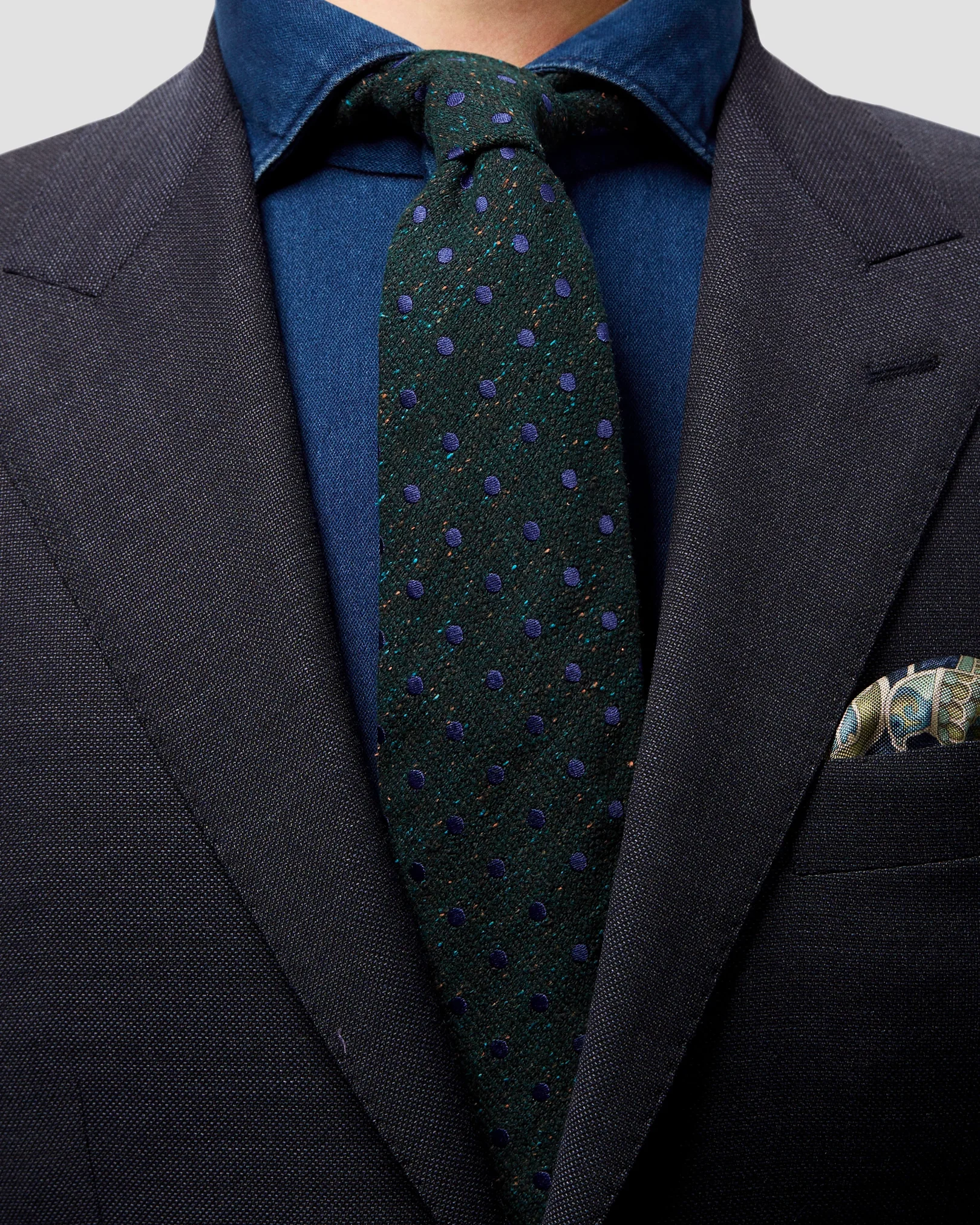 Eton - dark green with blue dots
