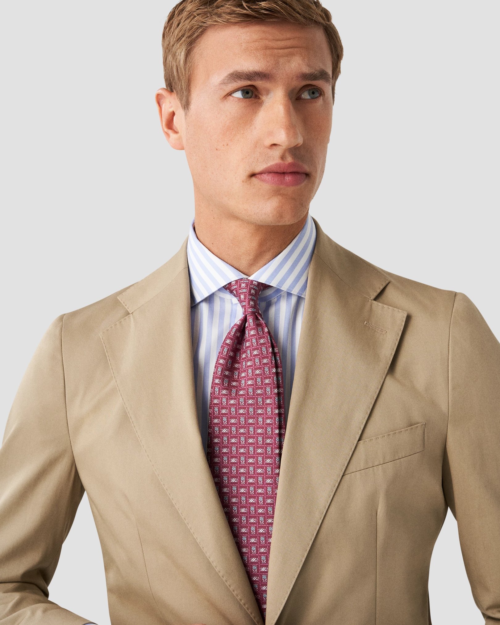 Eton - light blue twill wide spread bold striped